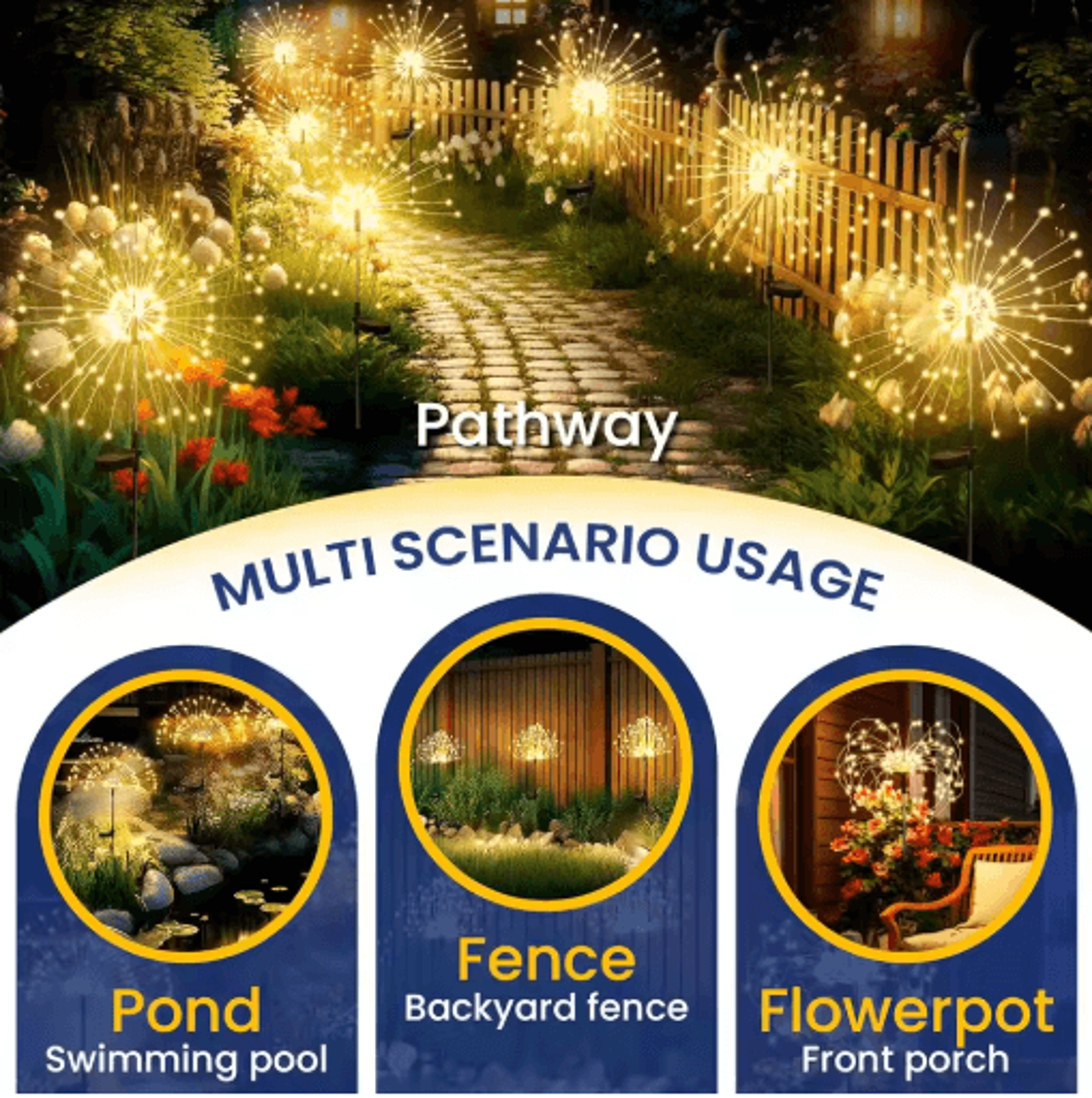 solar led firework fairy lights waterproof garden sparkler decor