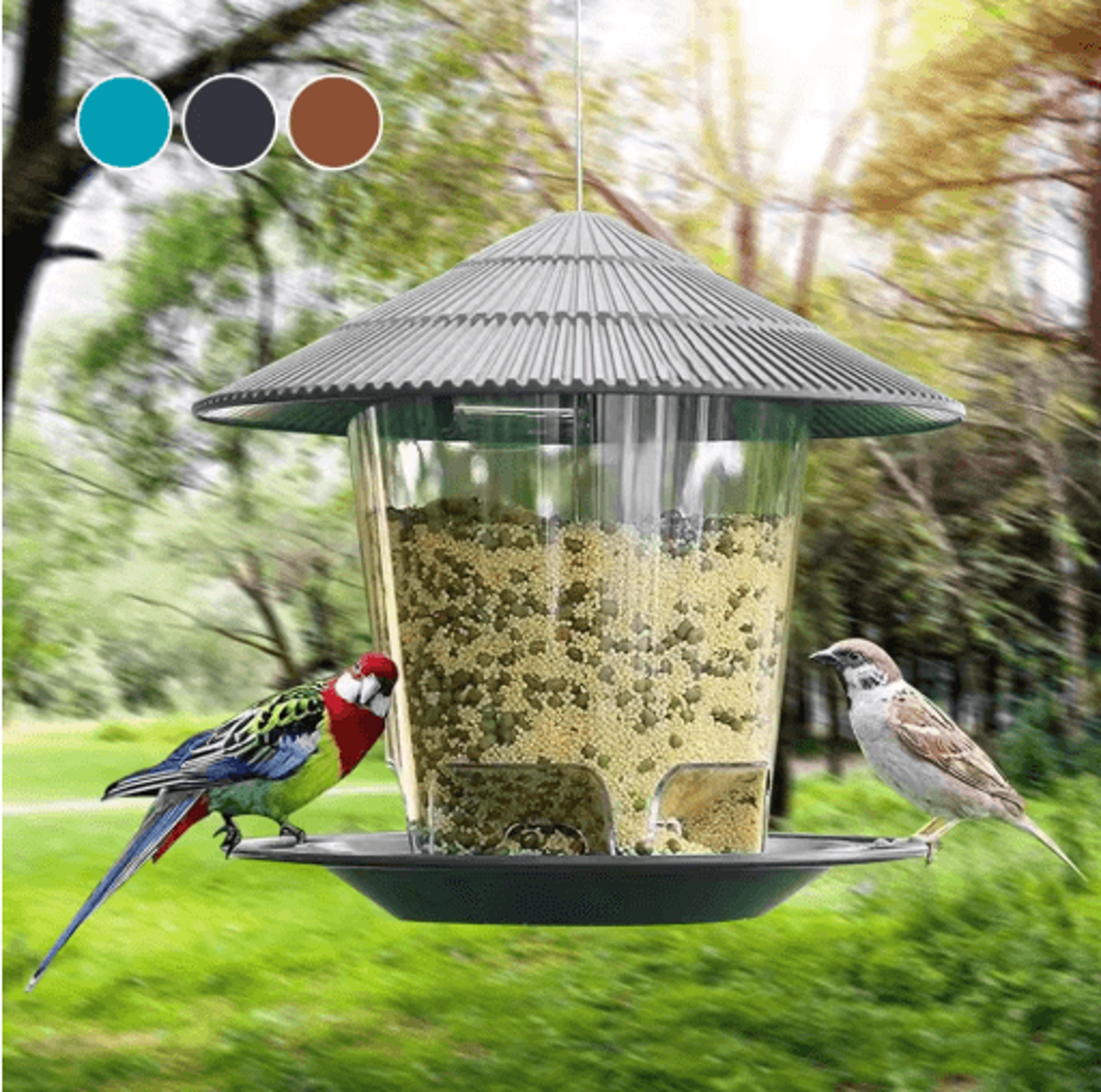 perchsmart automatic bird feeder hanging multi hole outdoor bird feeder dispenser