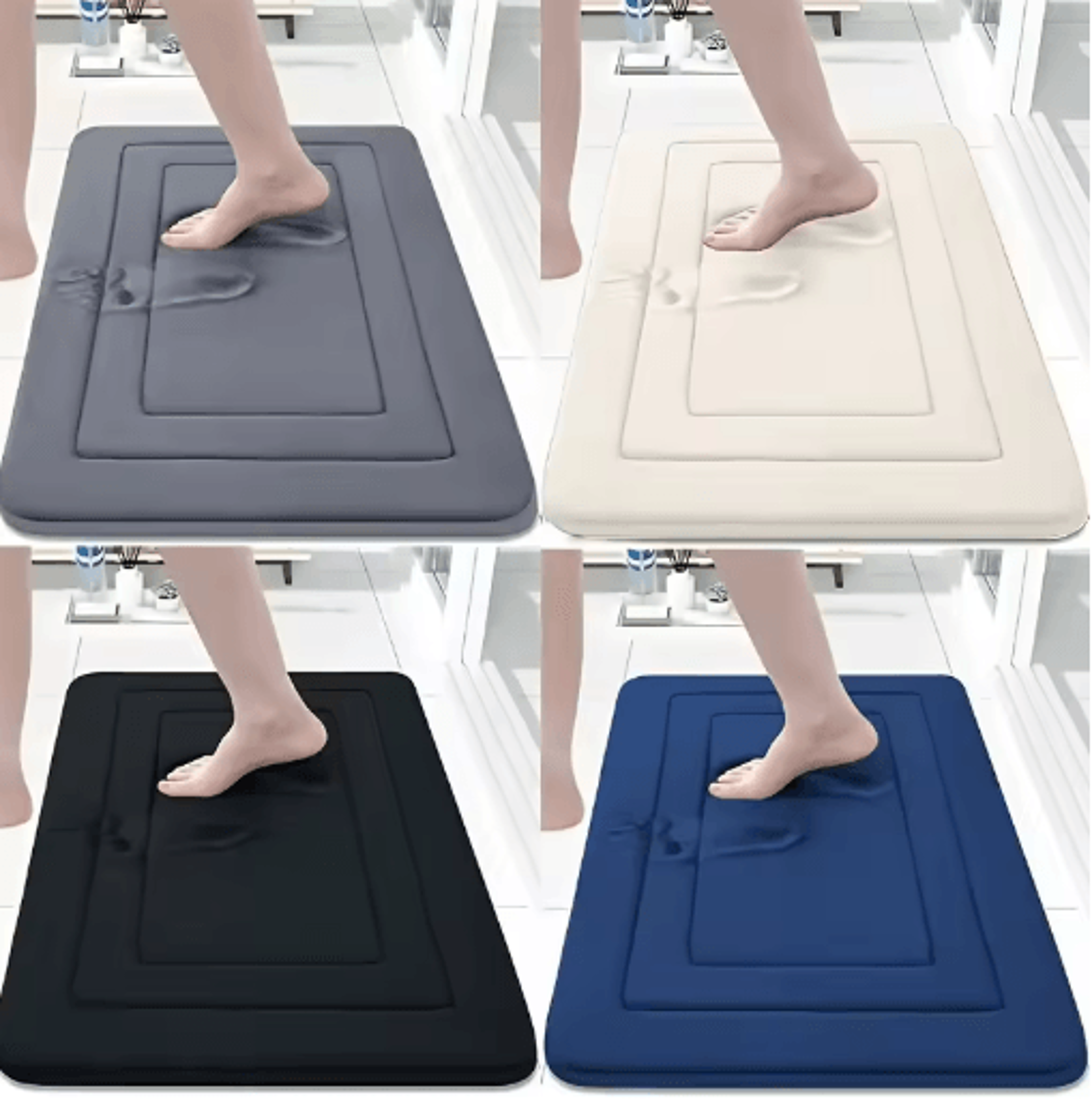 comfortbloom memory foam bath mat – absorbent floral non-slip kitchen & bathroom rug