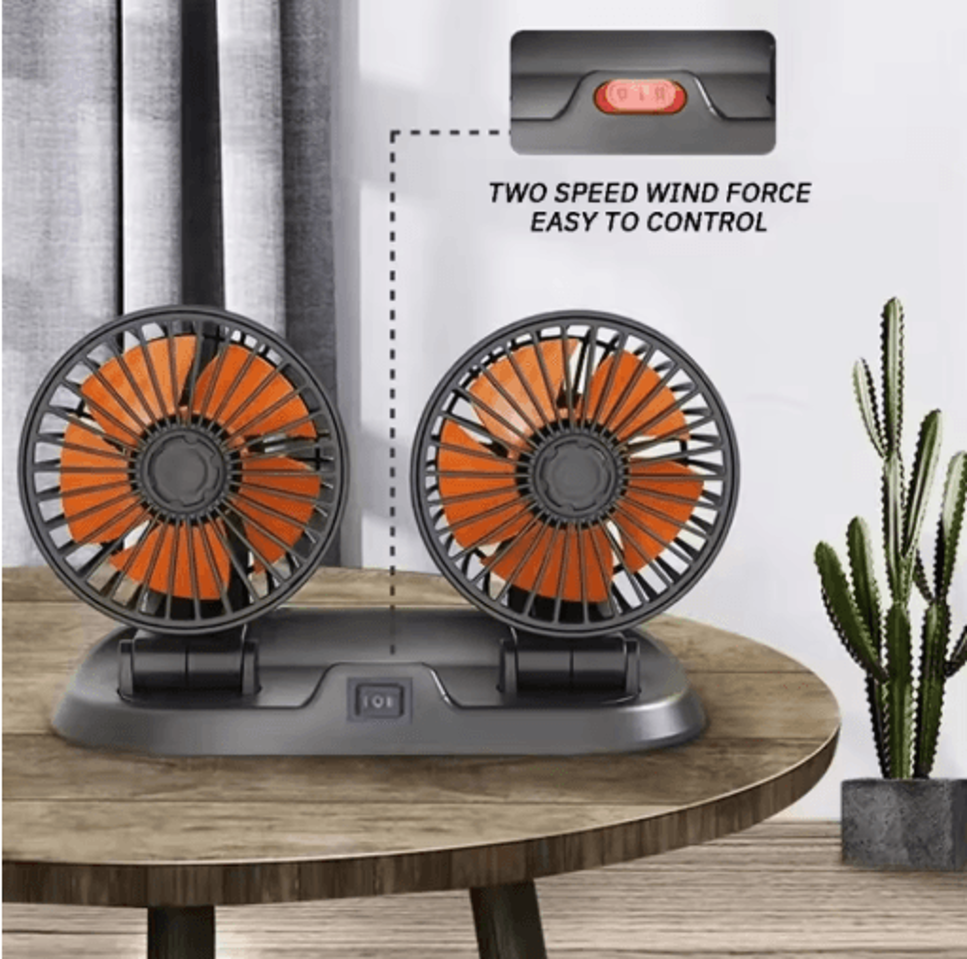 cooldrive dual head usb car fan adjustable 2 speed dashboard cooling fan for 5v 12v to 24v vehicles