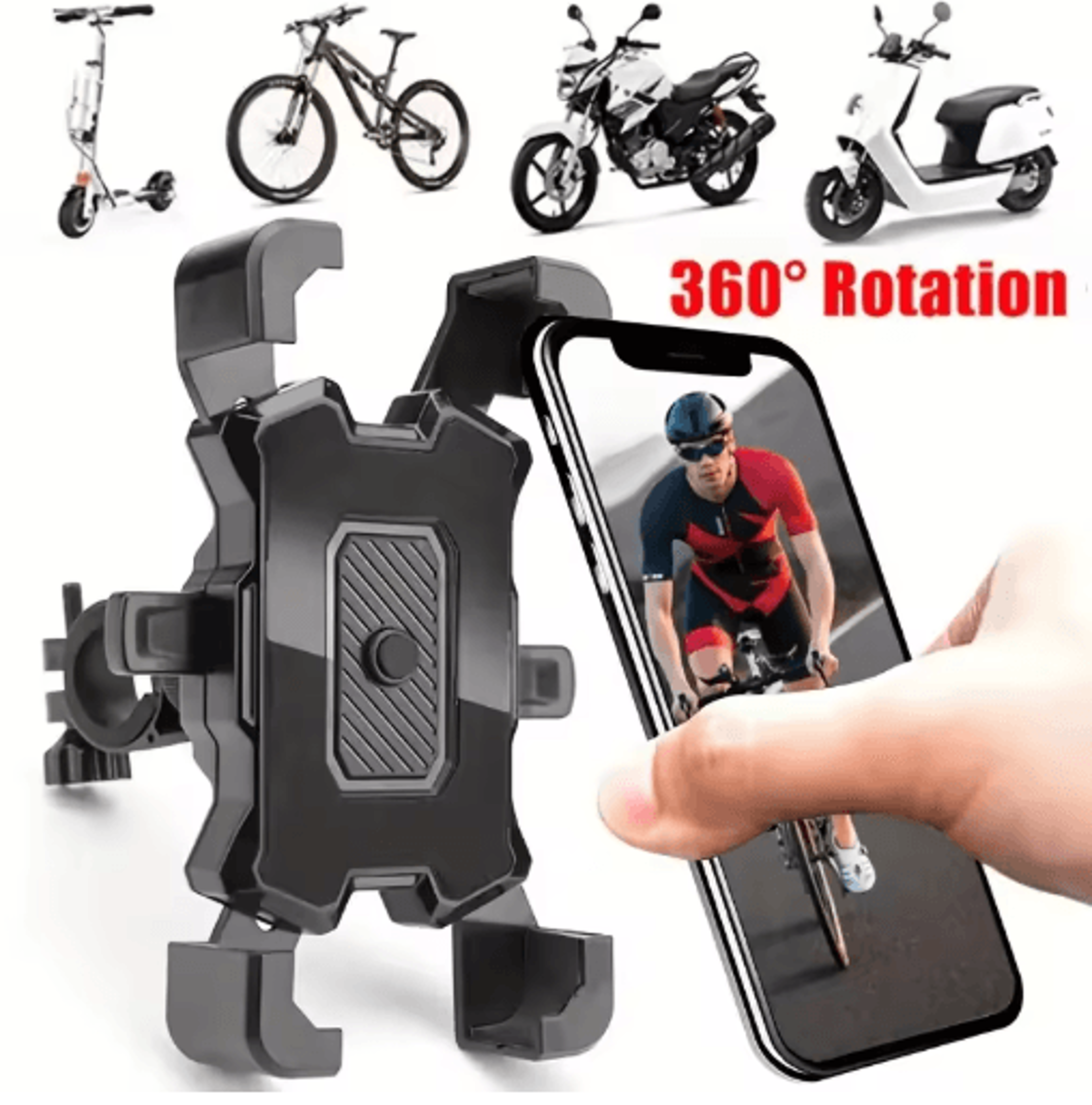 ridesecure motorcycle & bicycle phone holder – universal handlebar mount for smartphones