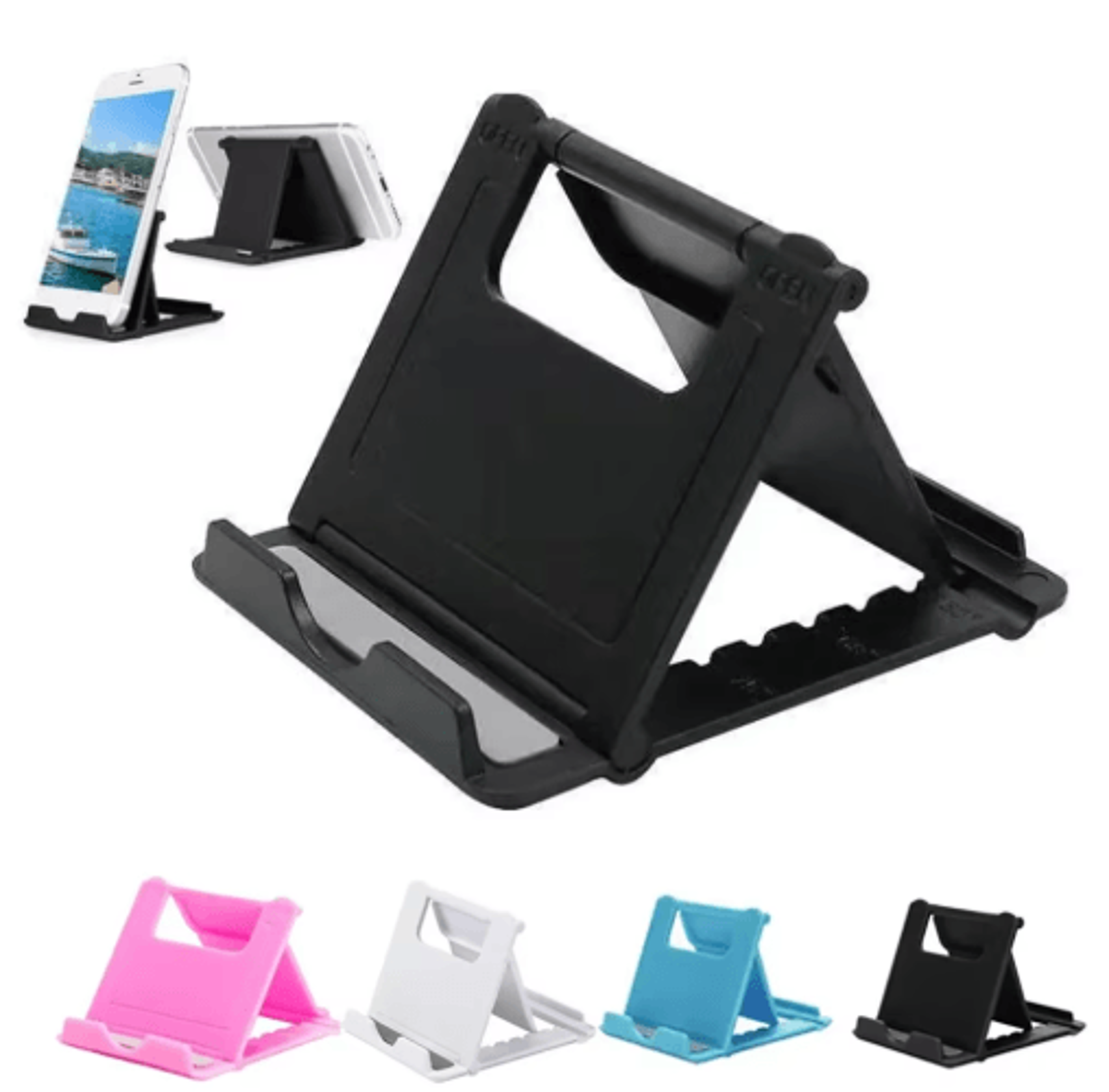 flexfold adjustable phone & tablet stand – folding desktop holder for iphone, ipad & smartphones