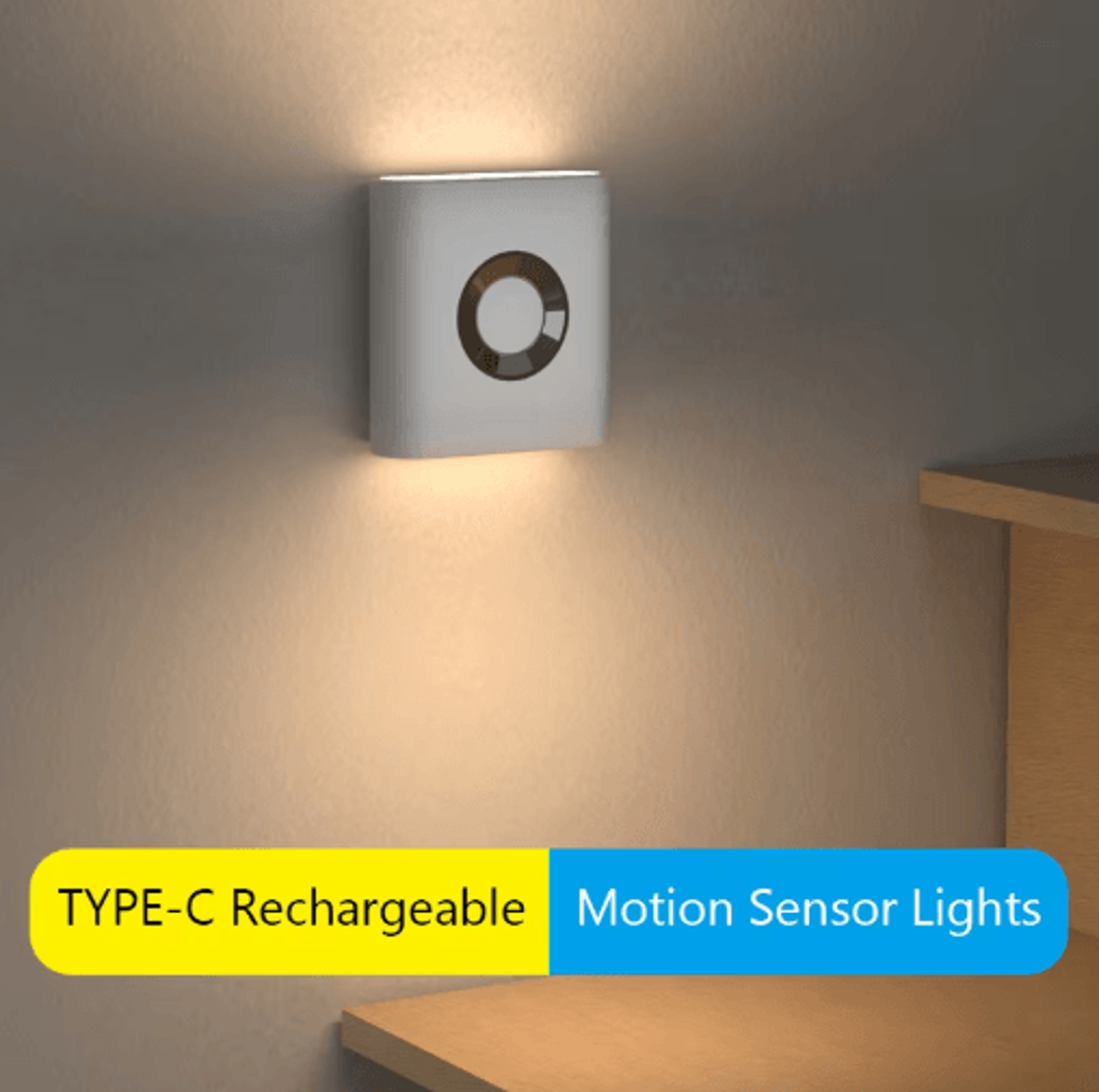 4-pack motion sensor night light – usb-c rechargeable wireless led closet lights