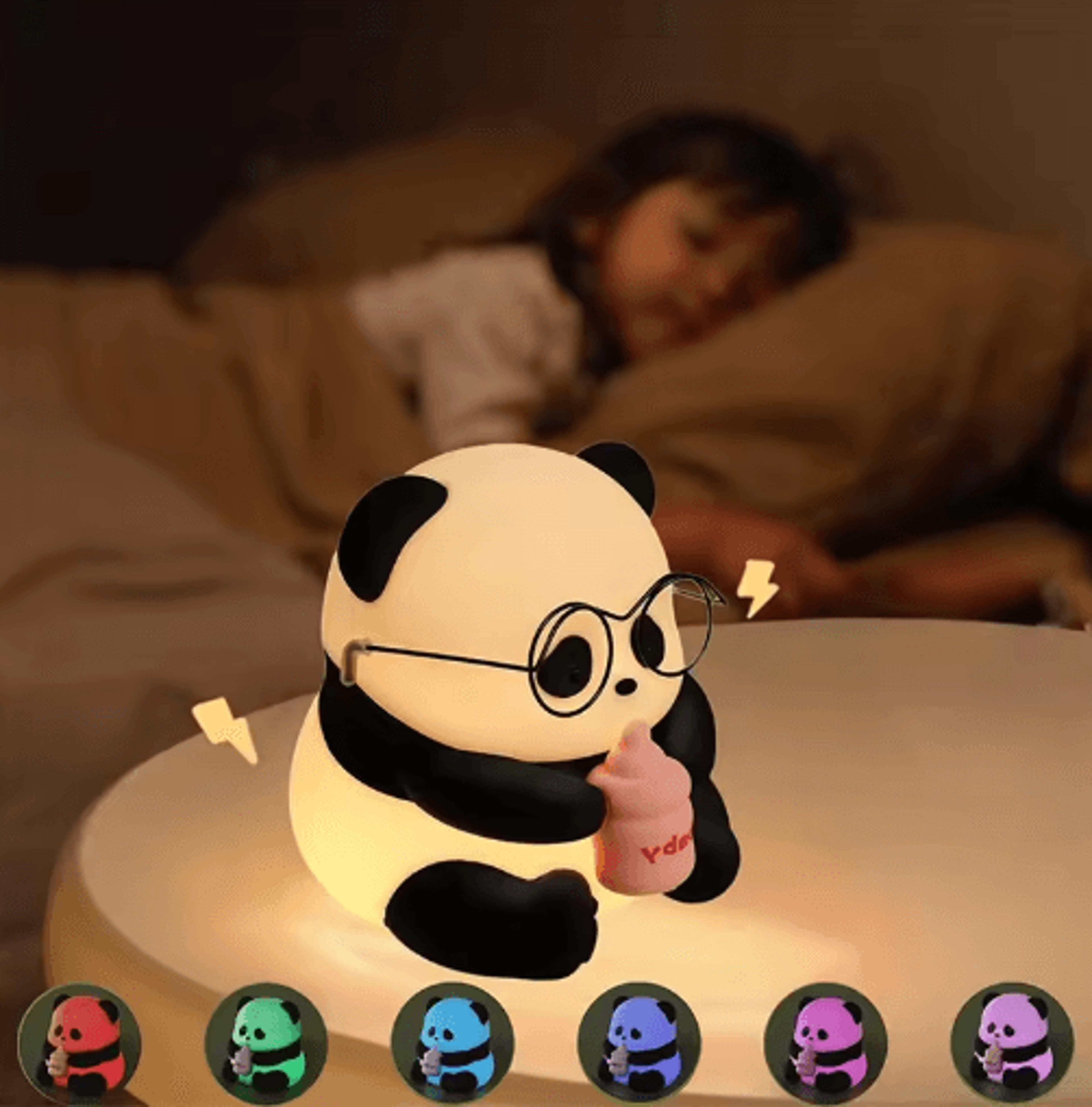 cute silicone panda night light – rechargeable kawaii animal led lamp