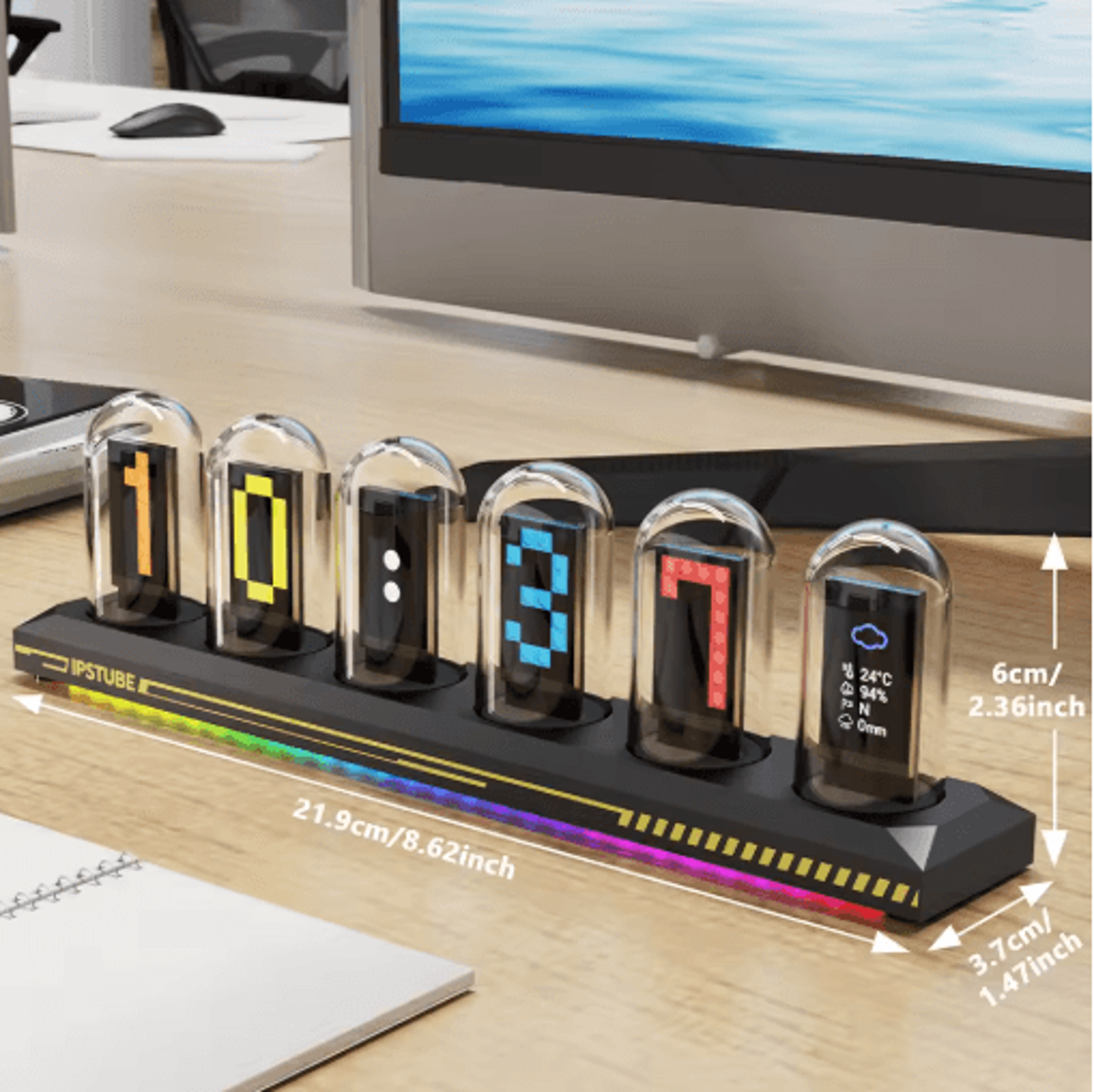 diy nixie tube clock kit – ips display app-controlled digital desk clock