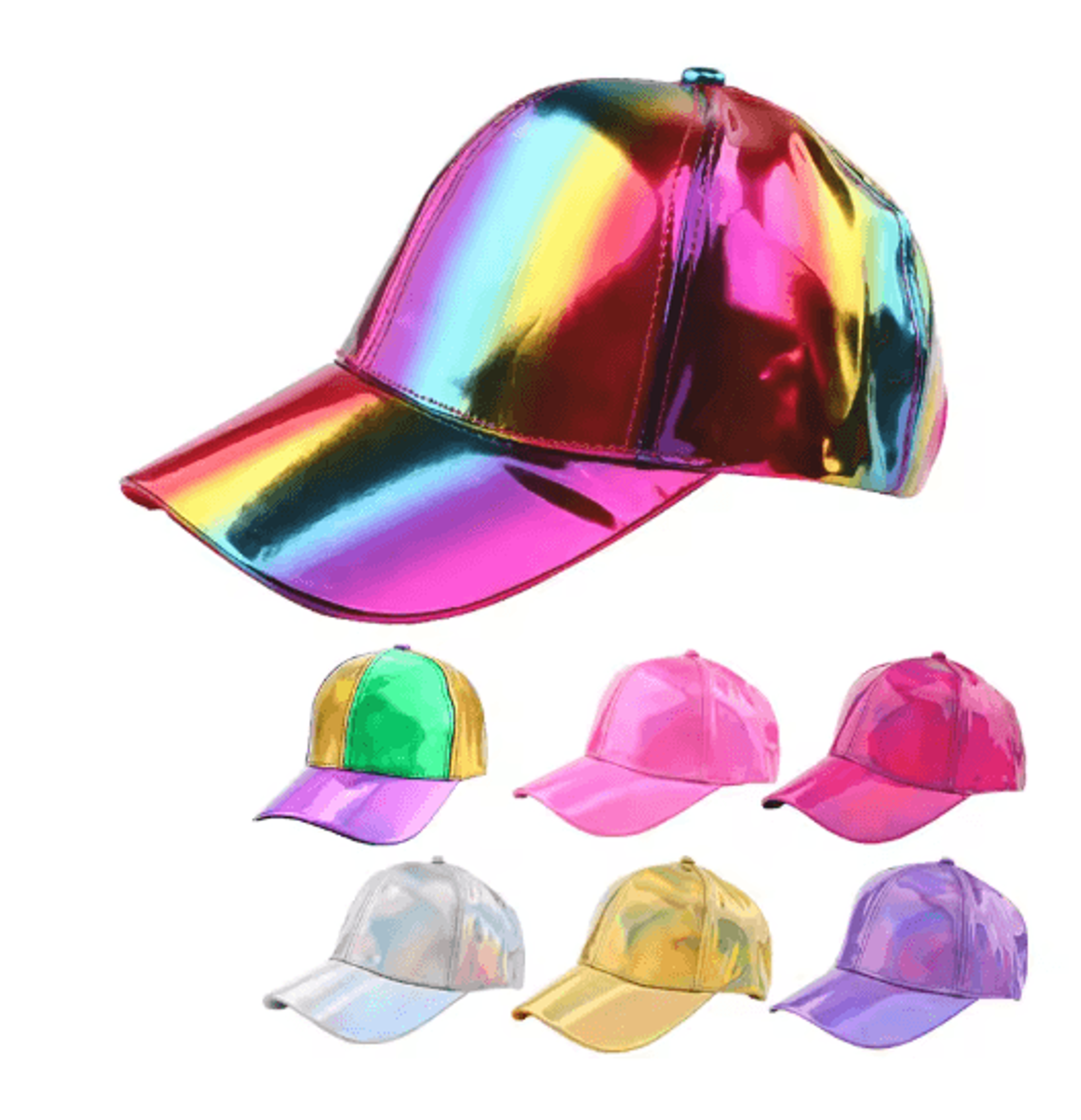 holographic rainbow color changing baseball cap laser pu snapback party hat