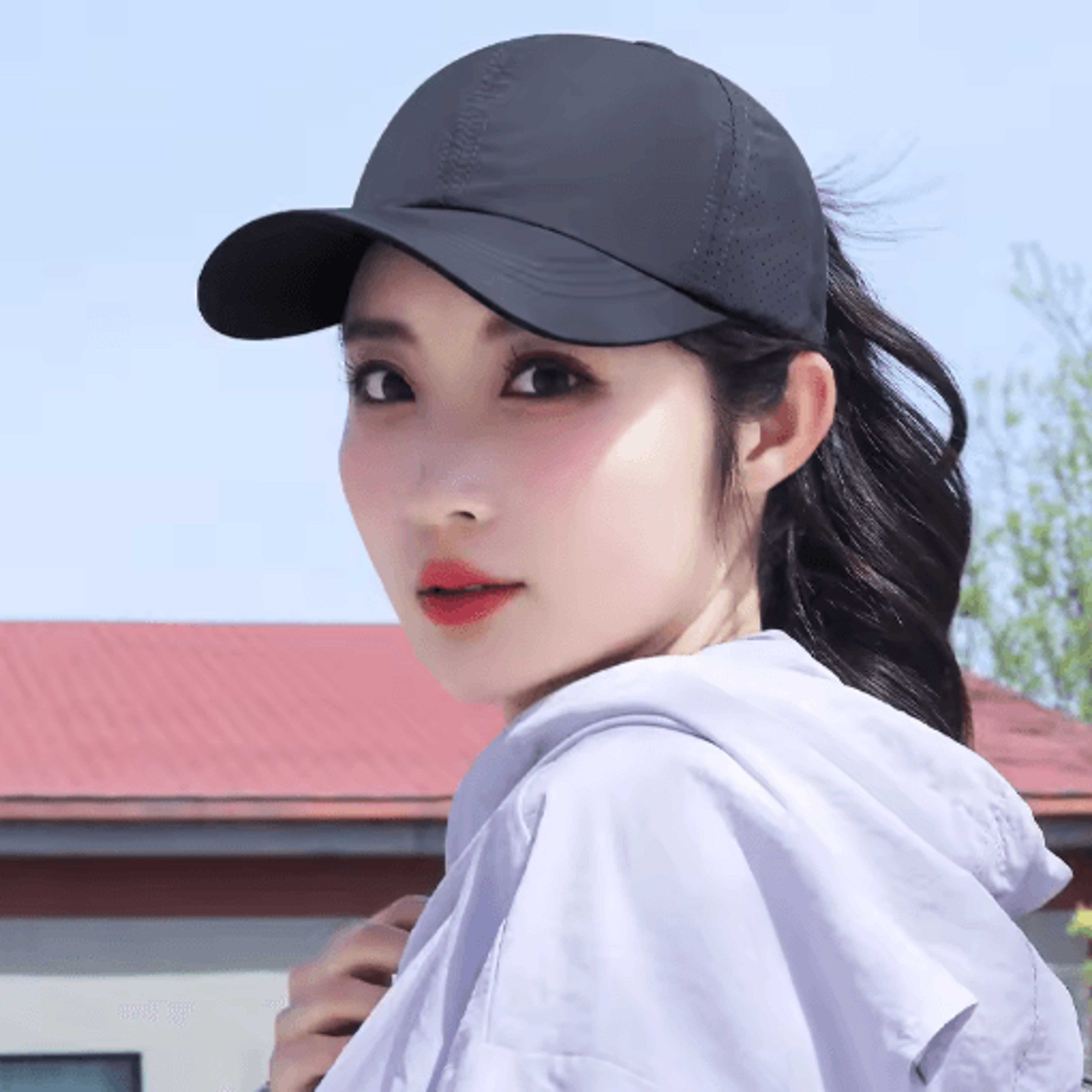 womens high ponytail sports baseball cap quick dry breathable mesh sun hat