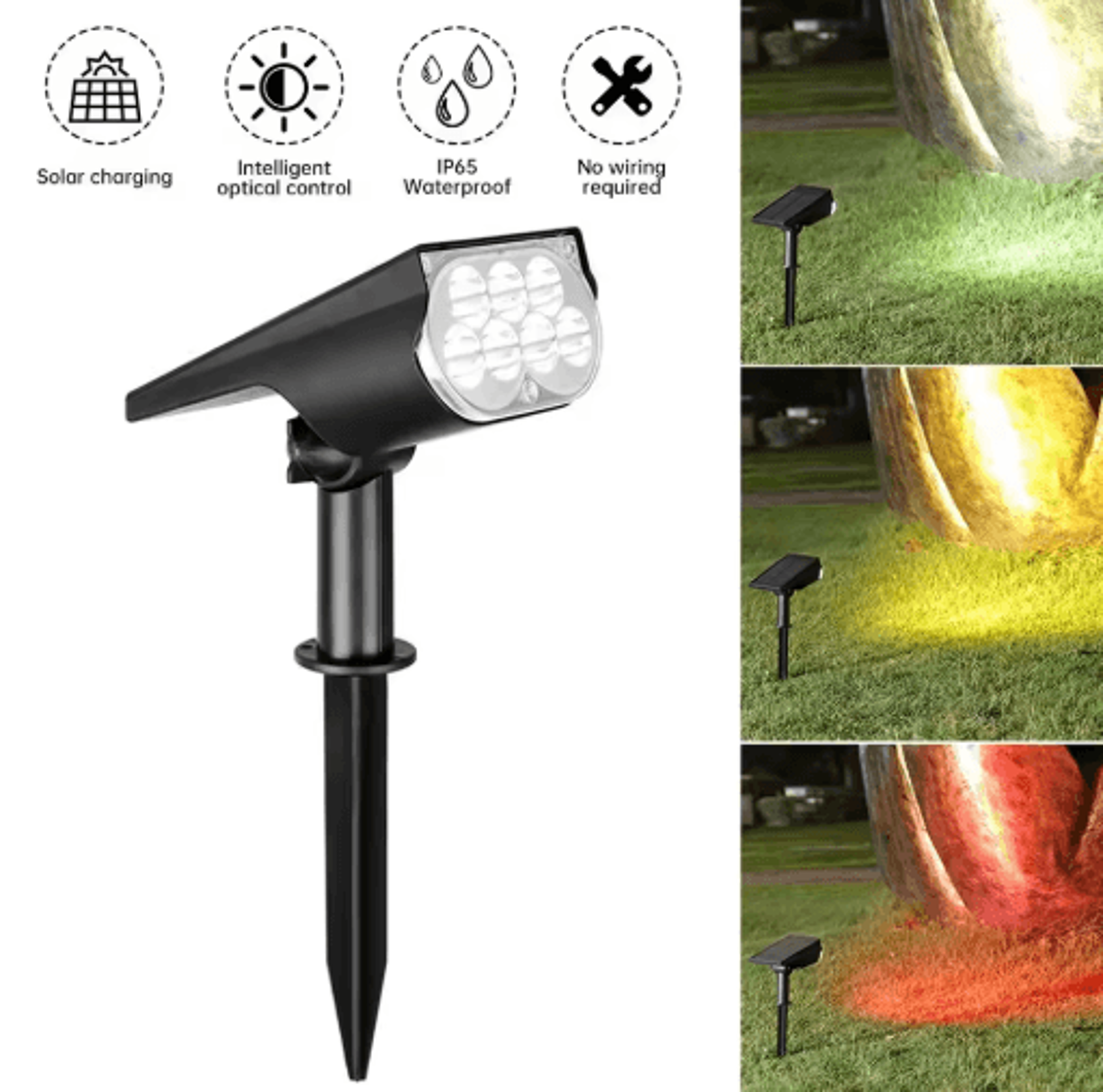 ultra bright 7 led solar spotlight outdoor – adjustable waterproof garden landscape light
