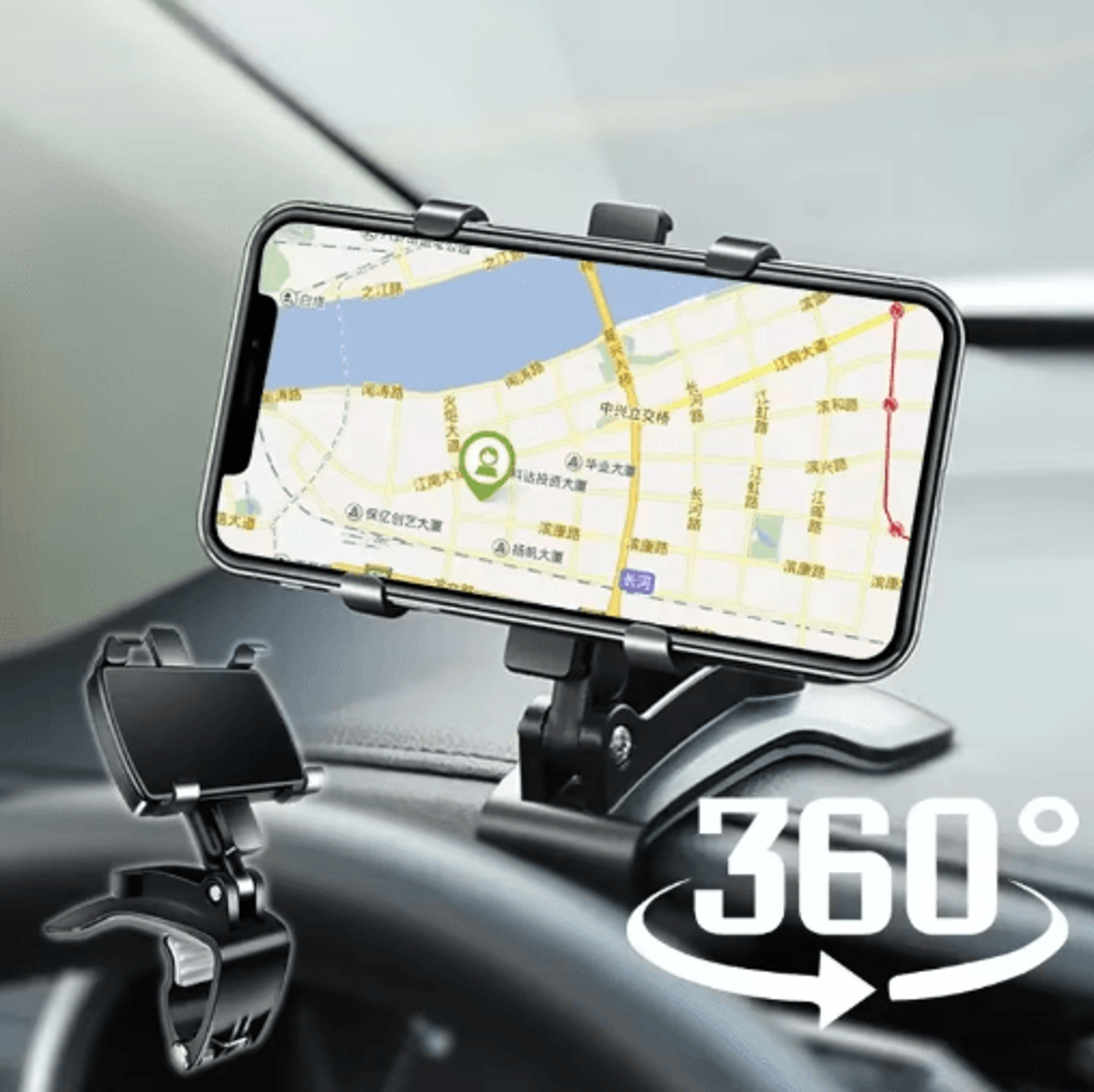 360° rotating dashboard car phone holder – universal smartphone navigation mount
