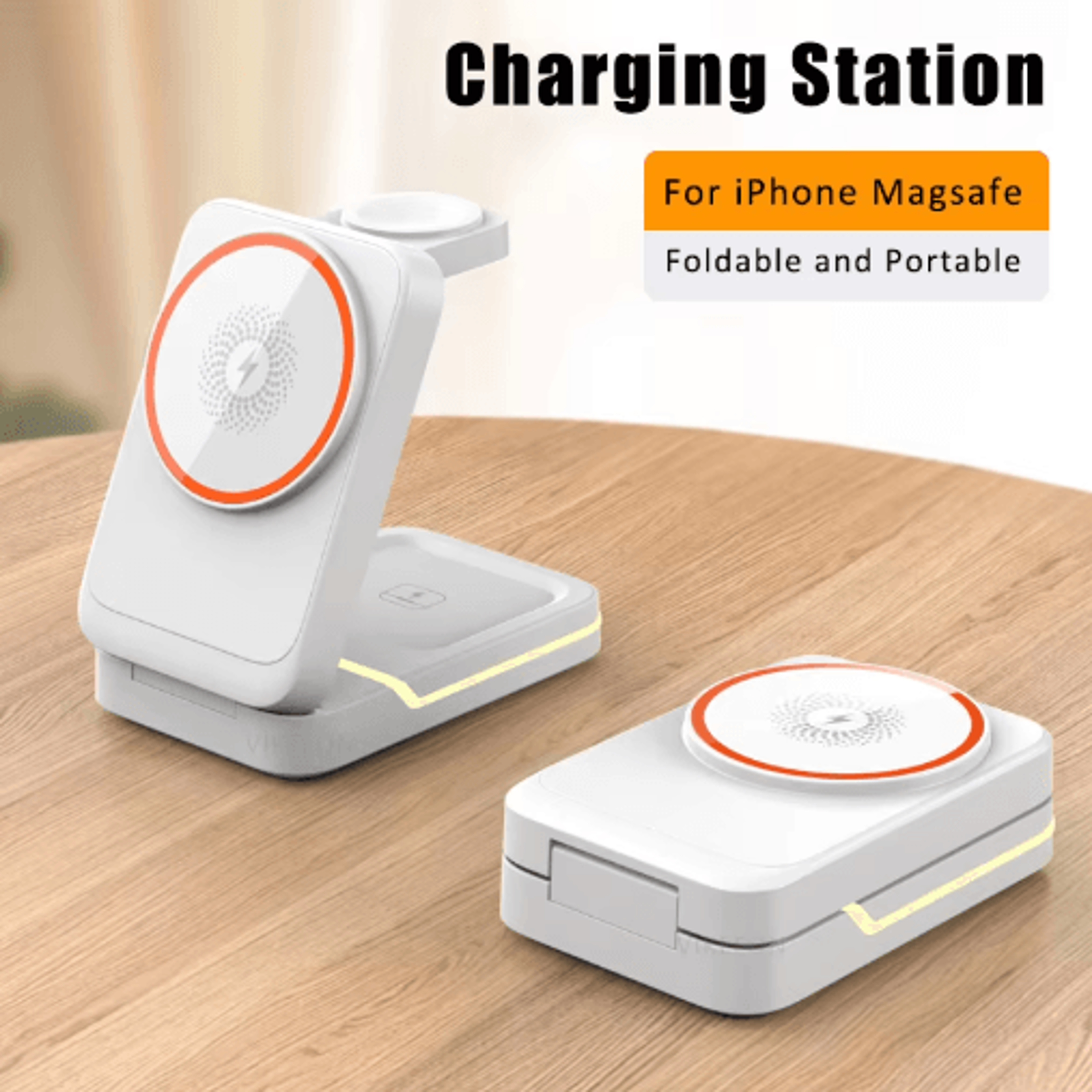 3-in-1 magsafe magnetic foldable wireless charging stand for iphone, apple watch & airpods