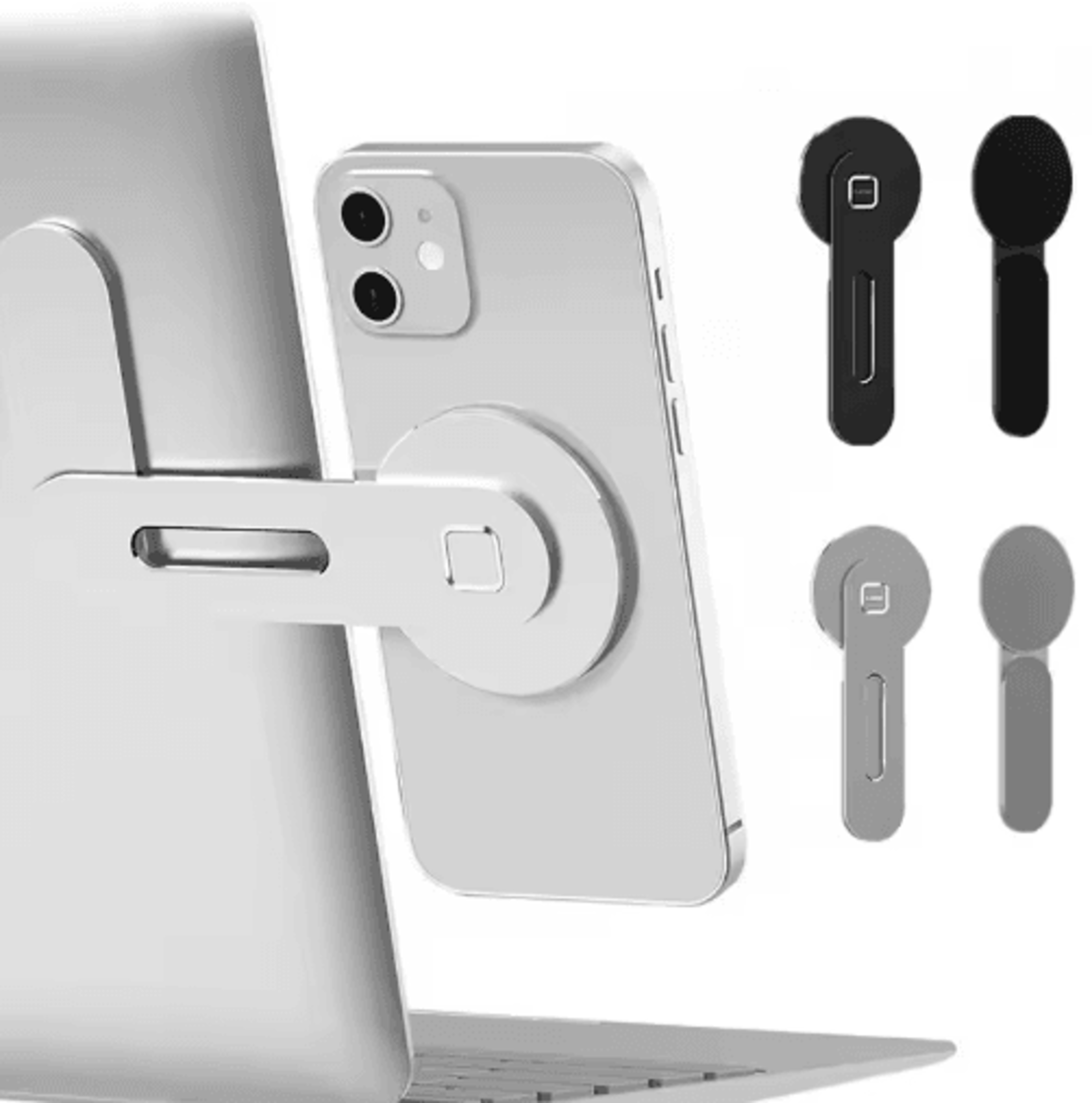 magnetic laptop side phone holder – ultra-thin foldable aluminum phone mount