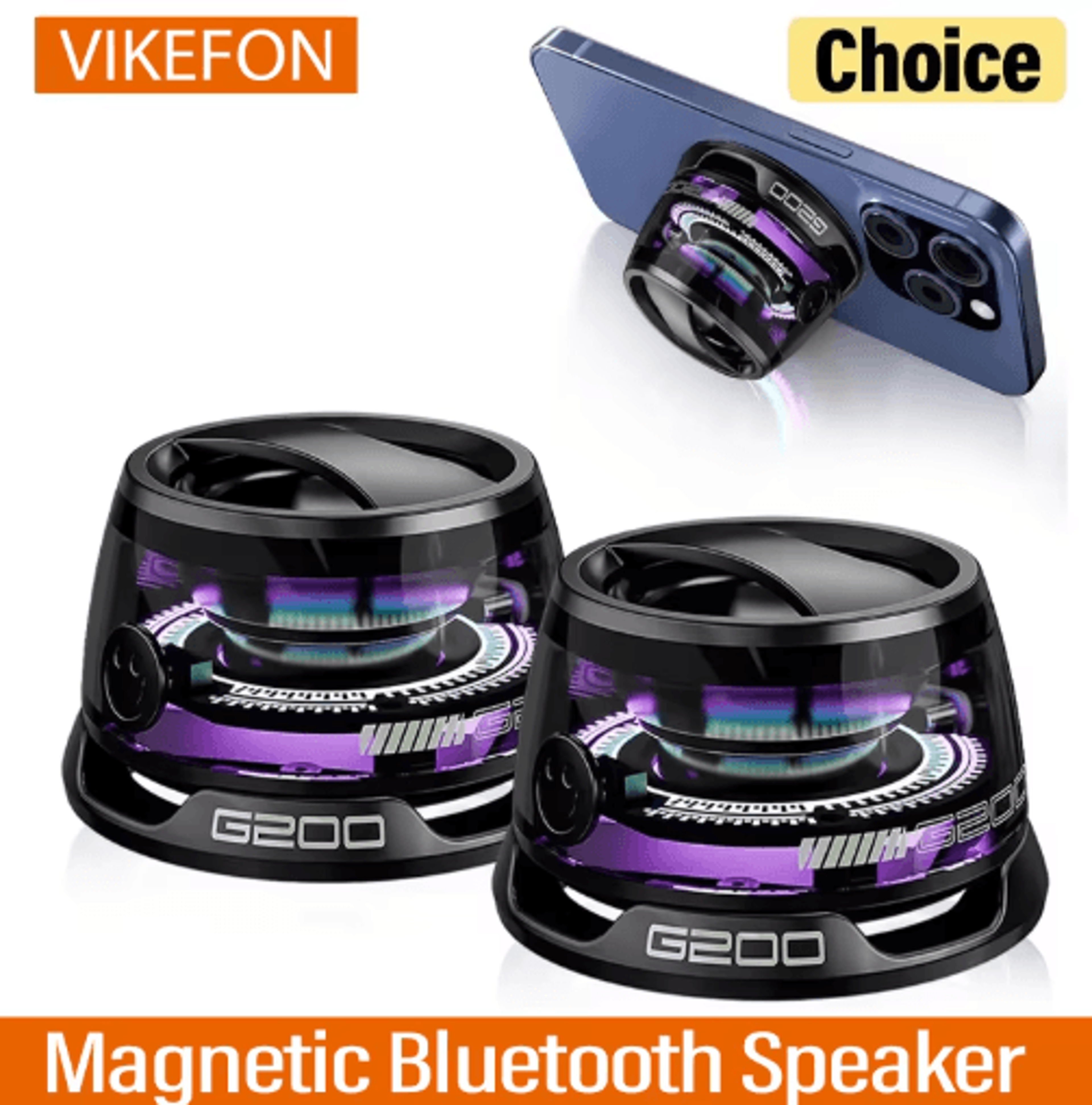 magnetic portable bluetooth speaker with rgb lights & phone holder – mini travel stereo speaker