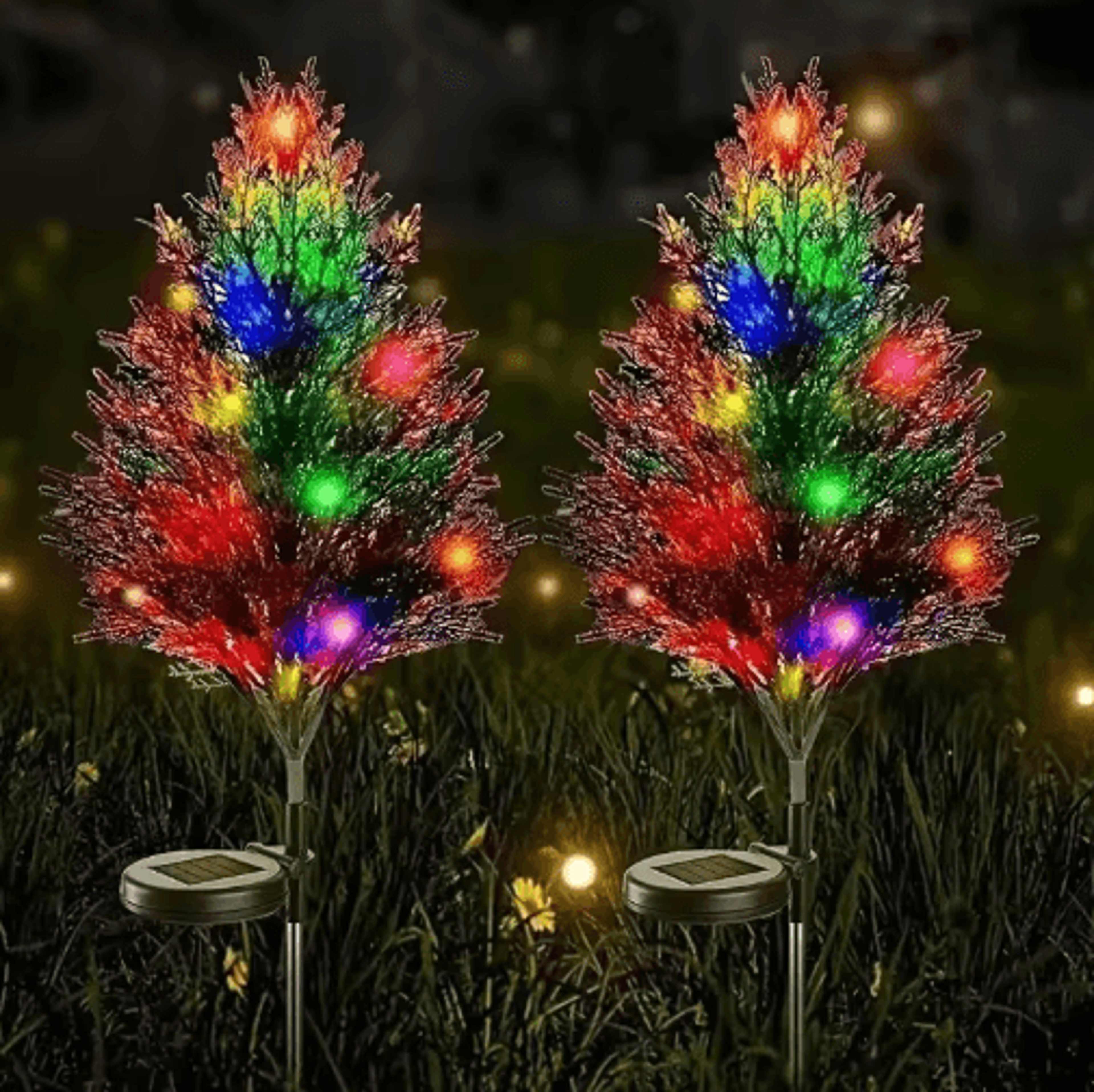 solar pine tree garden stake lights – waterproof outdoor christmas landscape decor
