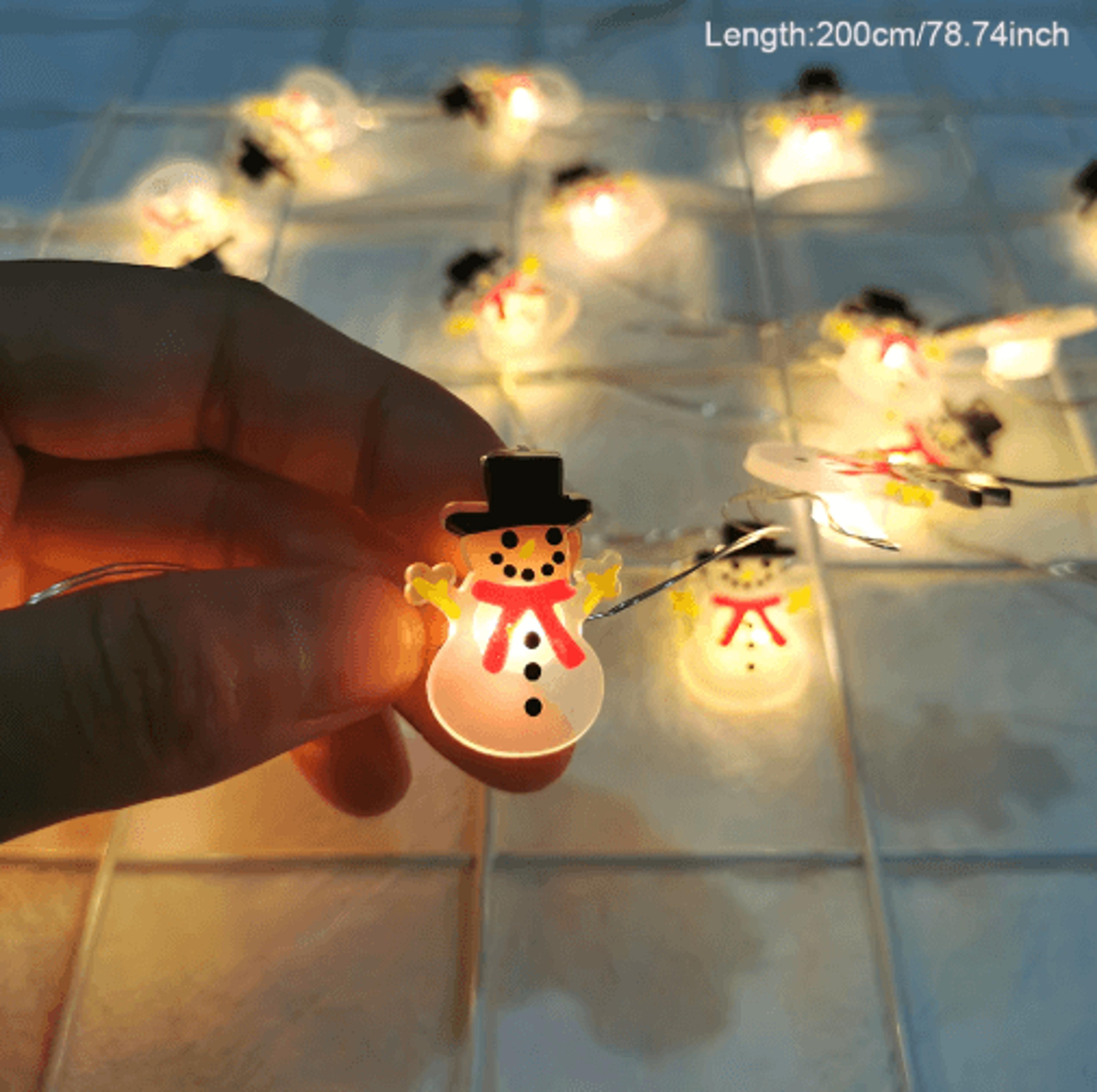 santa & snowman christmas led light string – festive holiday decoration