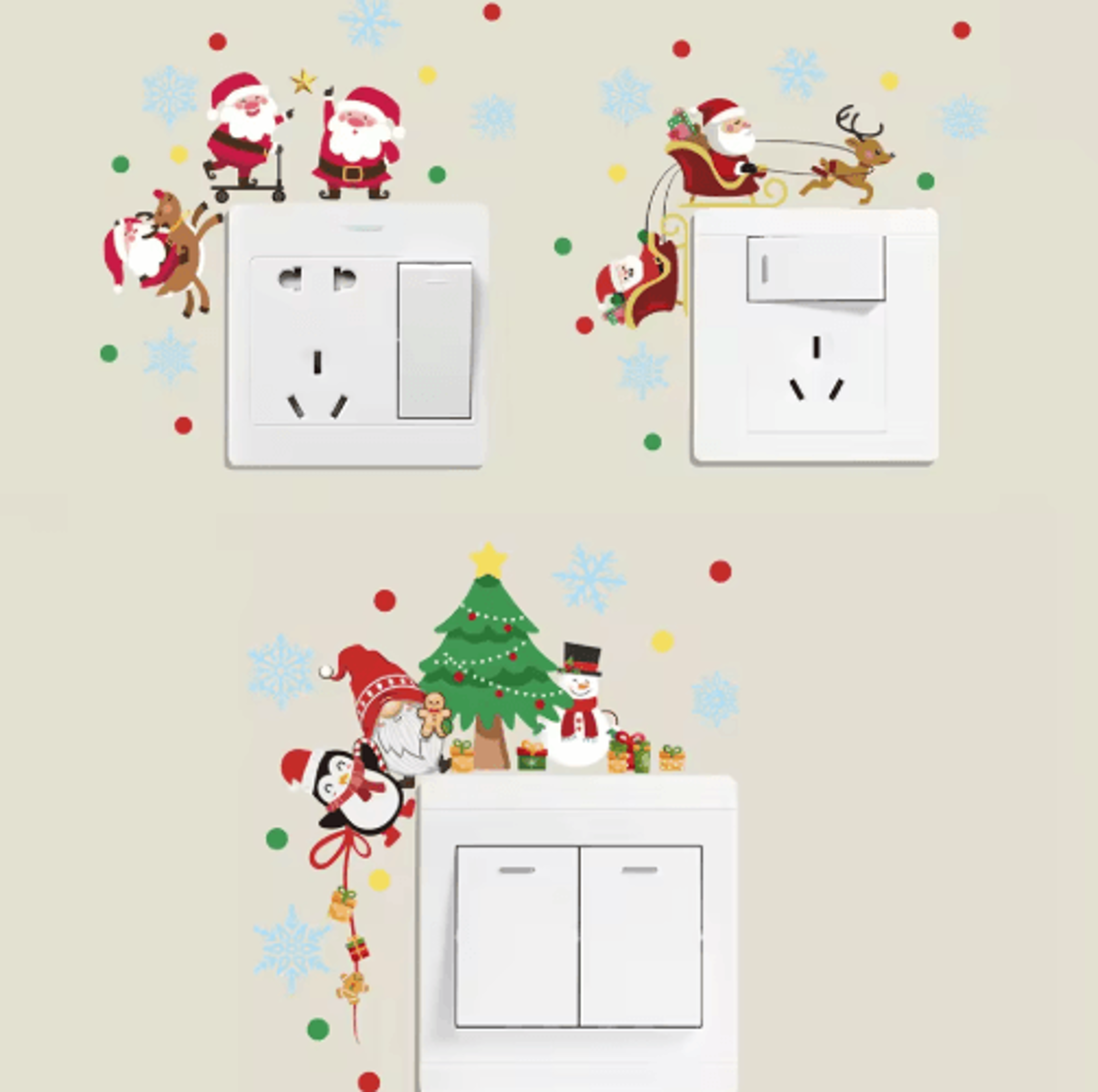 santa claus christmas light switch sticker – festive holiday wall decal