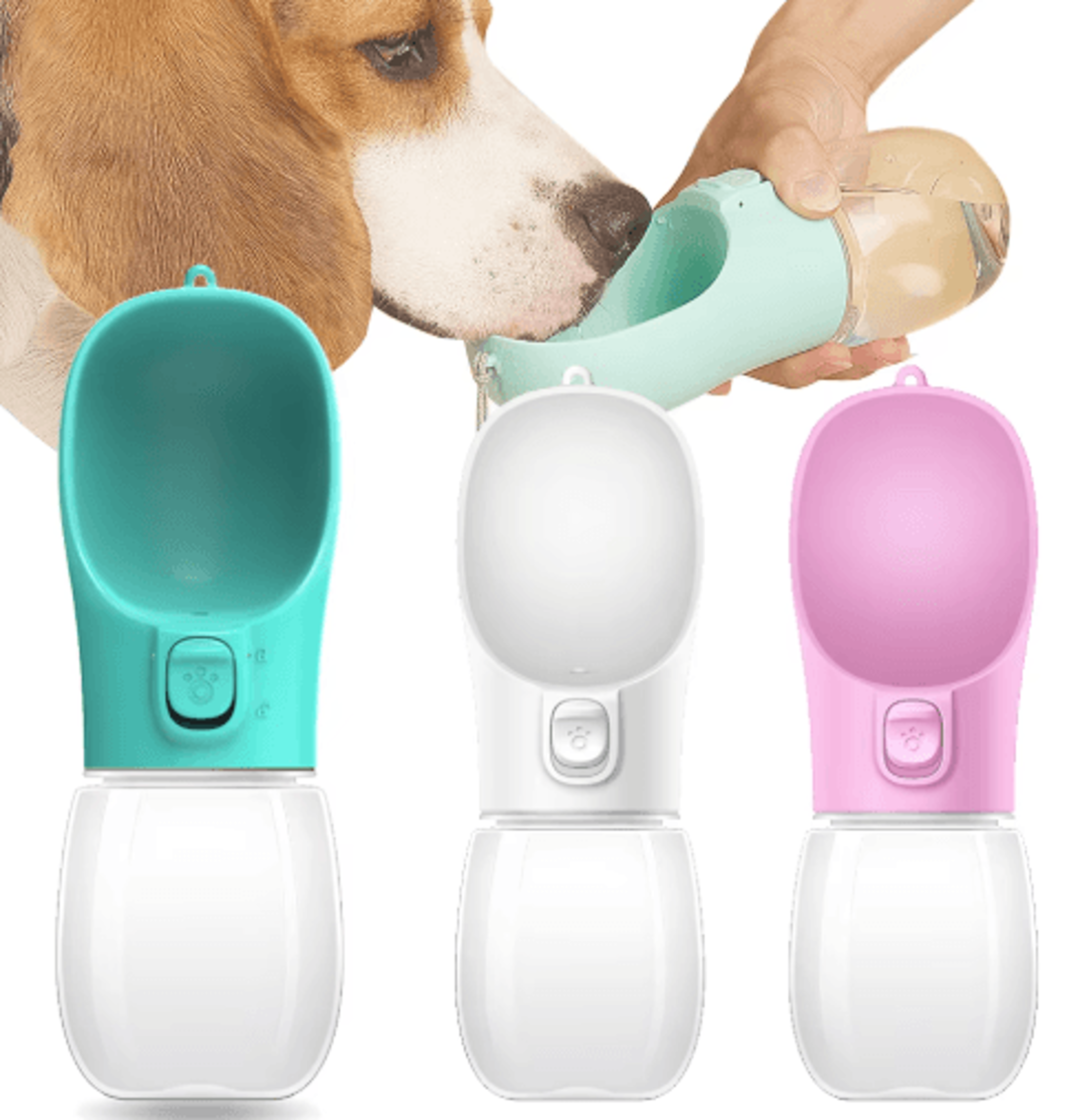 portable dog water bottle with built-in bowl for travel & walks