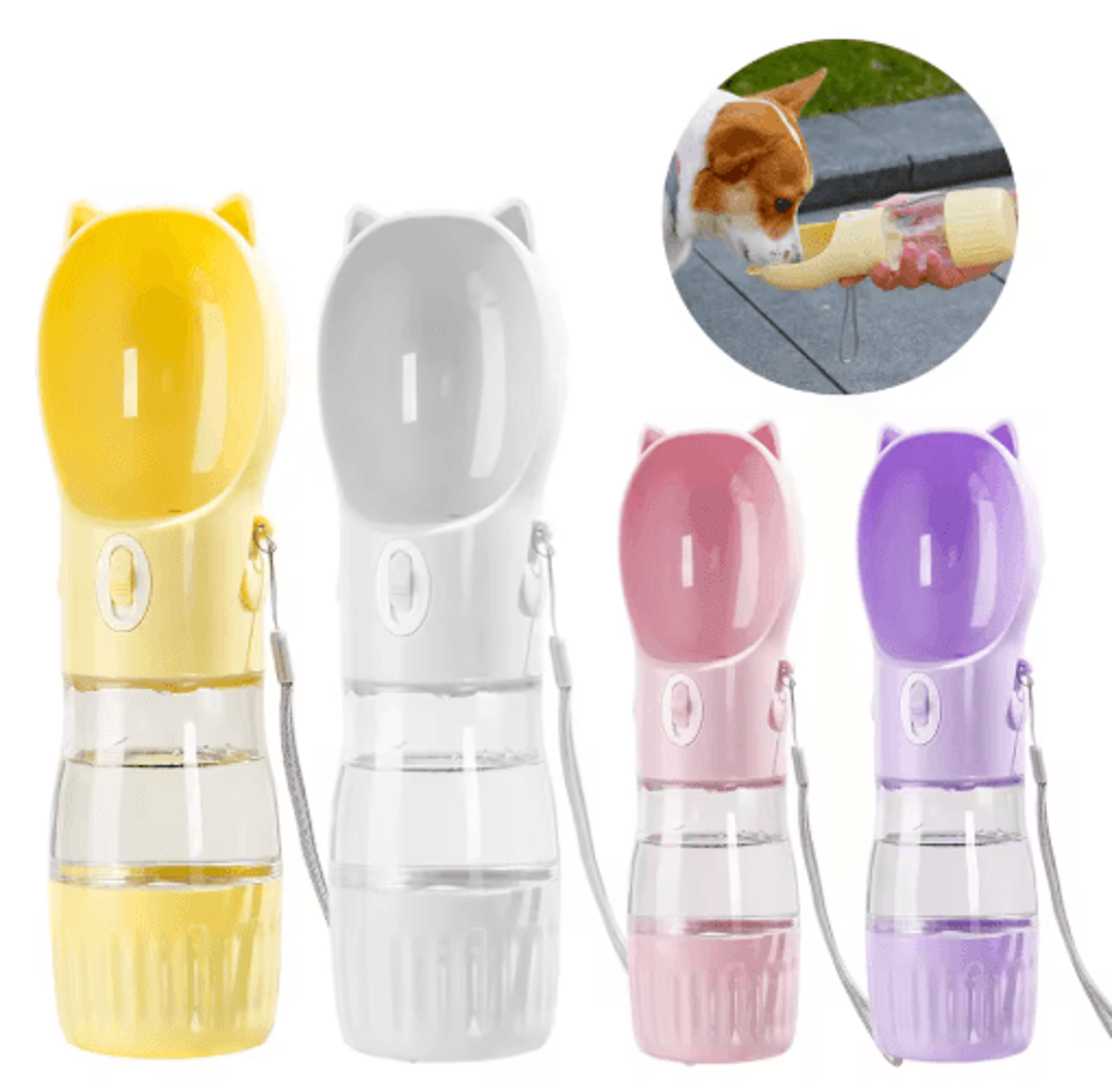 portable dog water bottle with food container & drinking bowl for travel