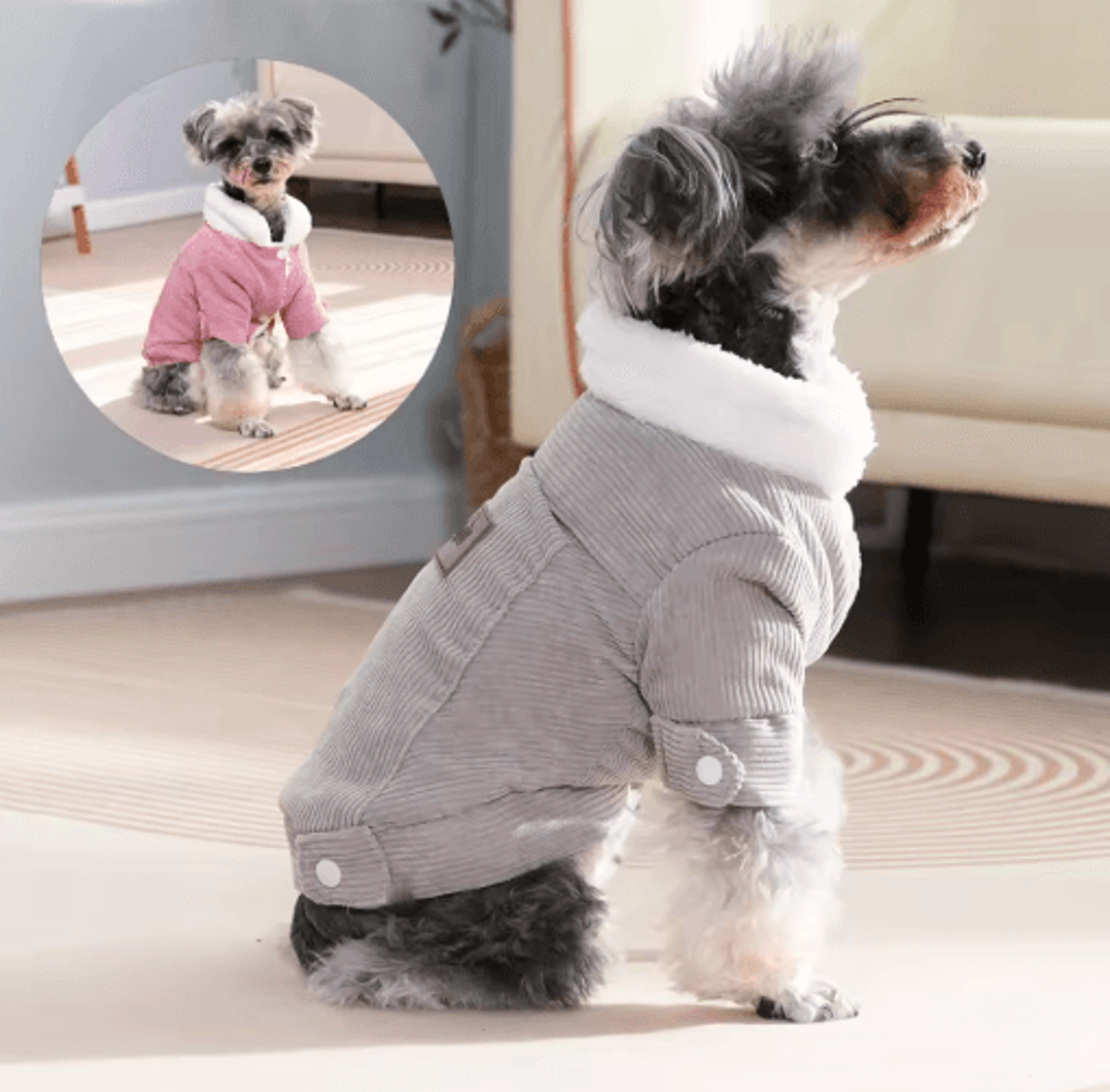 warm fleece winter dog jacket for small & medium dogs