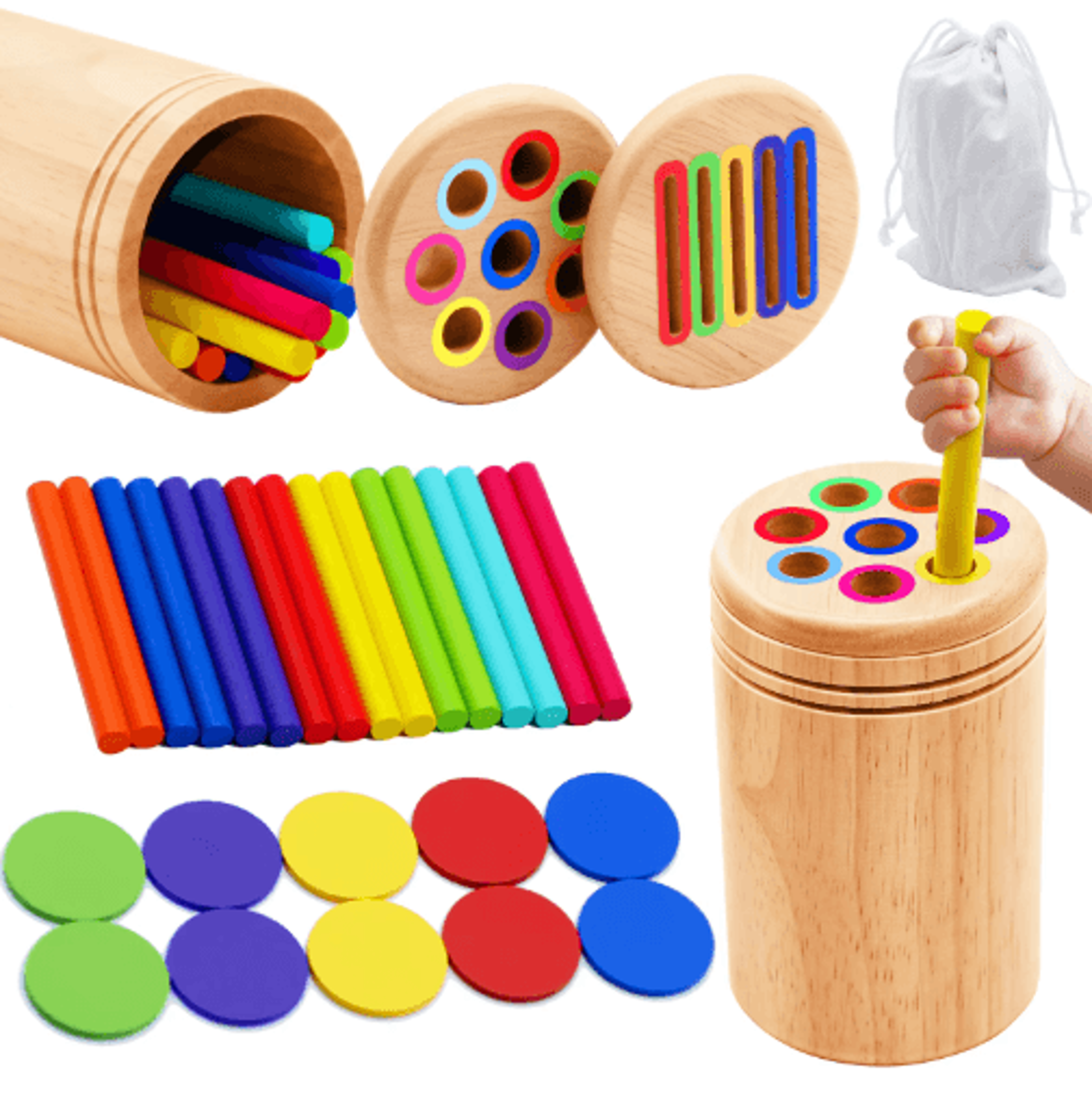 montessori wooden color sorting & shape matching puzzle for toddlers