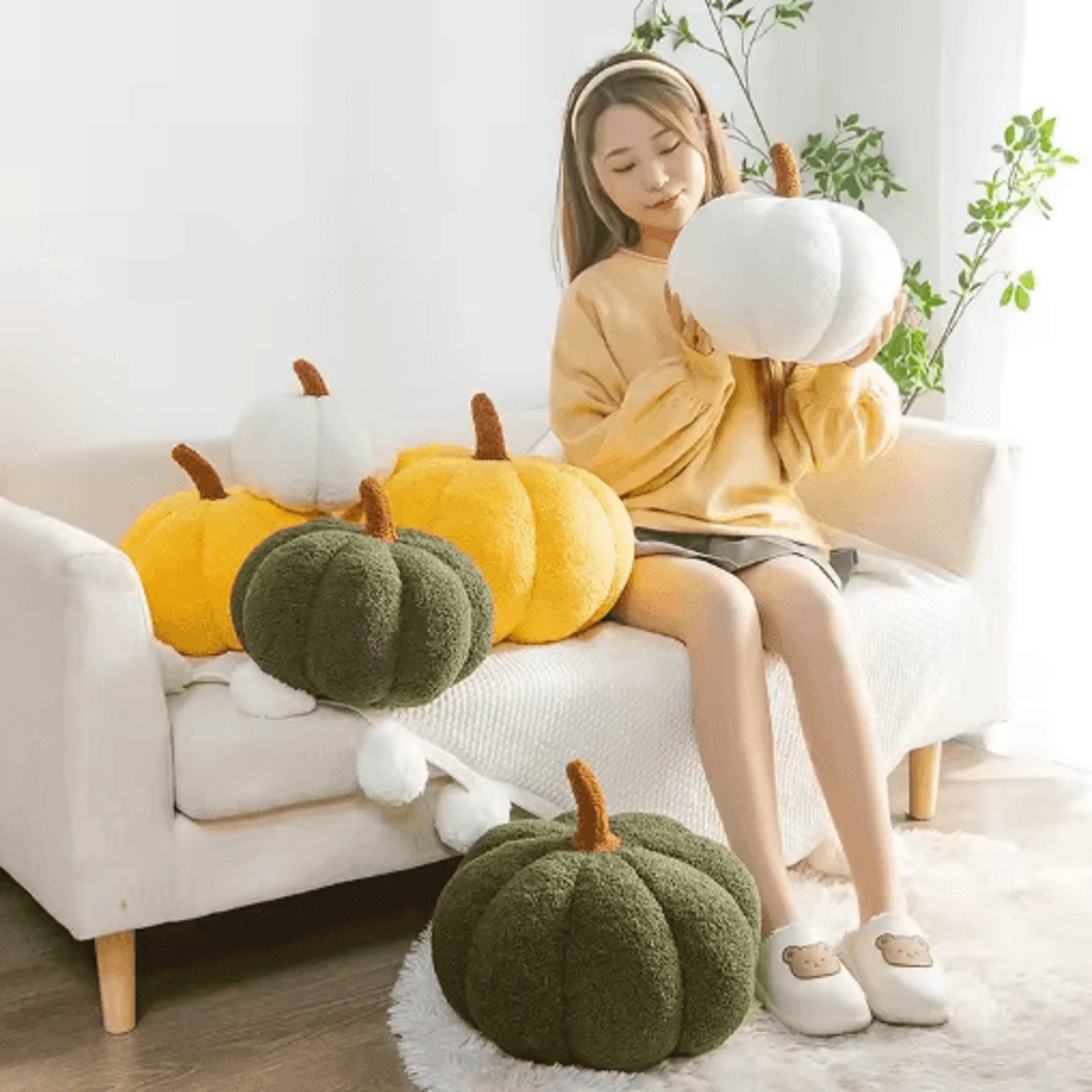 cute plush pumpkin decorative pillow for sofa & home decor
