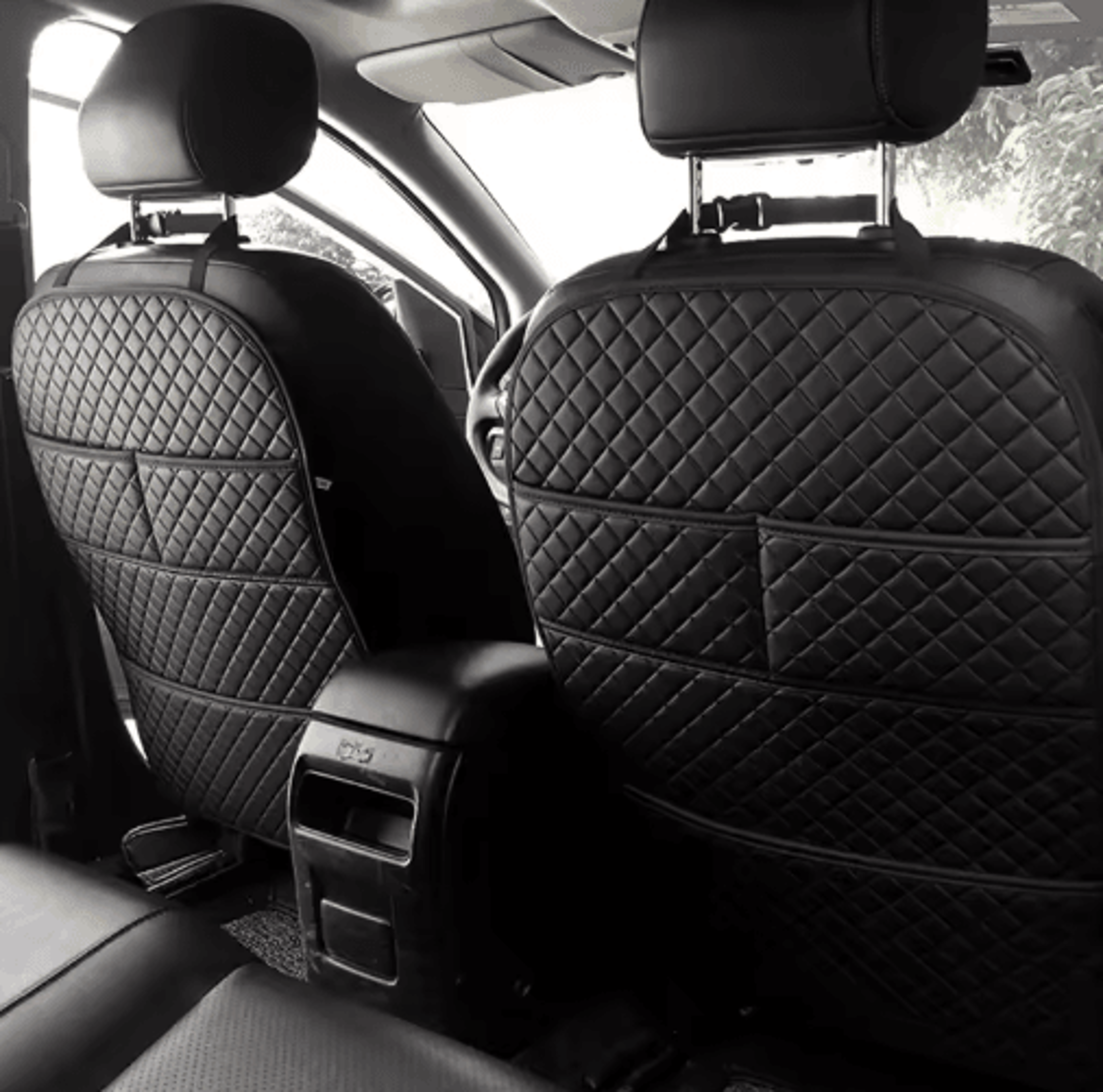 universal waterproof car seat back protector with organizer pockets