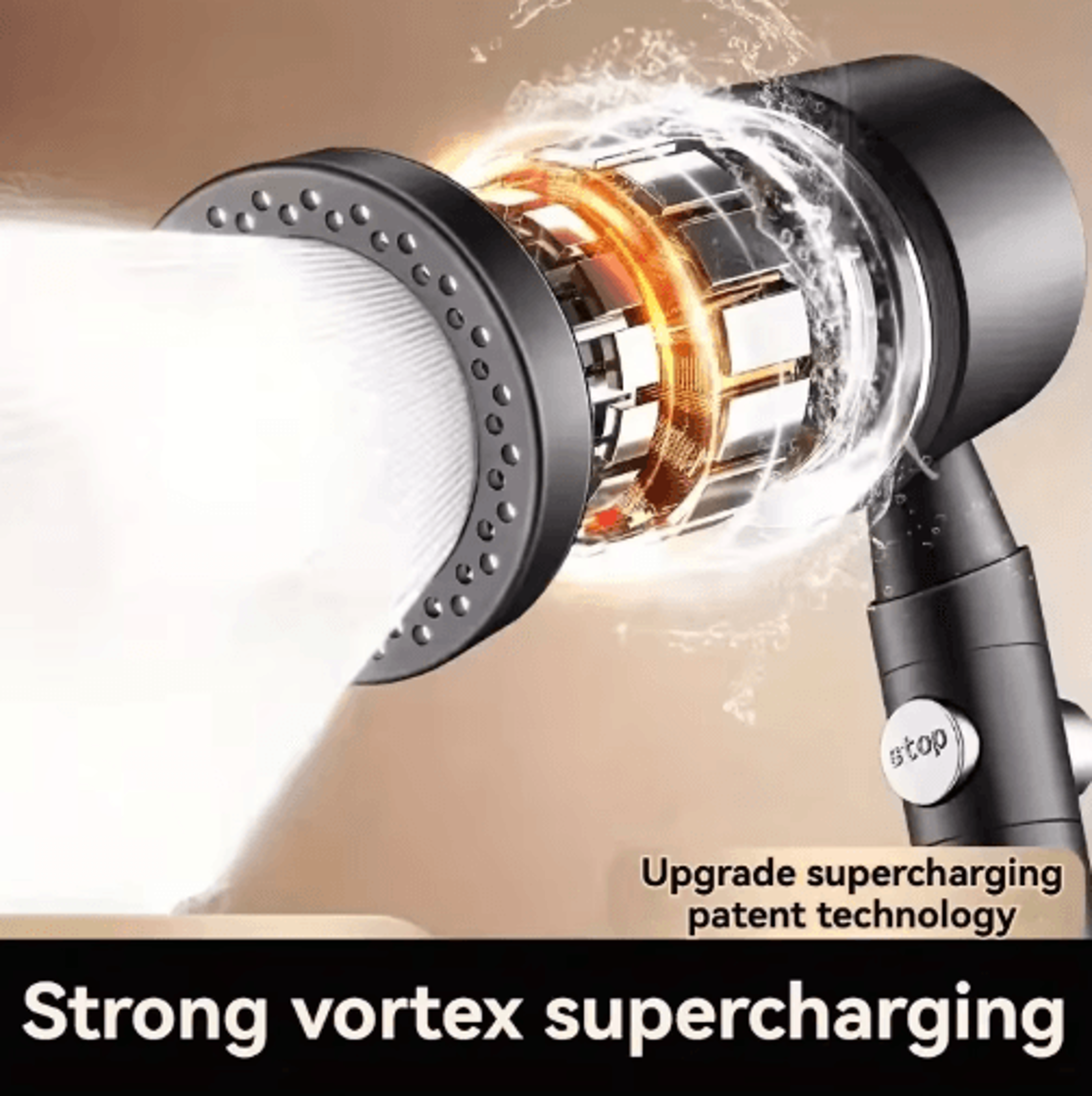 high pressure 5-mode handheld filter shower head with one-button stop
