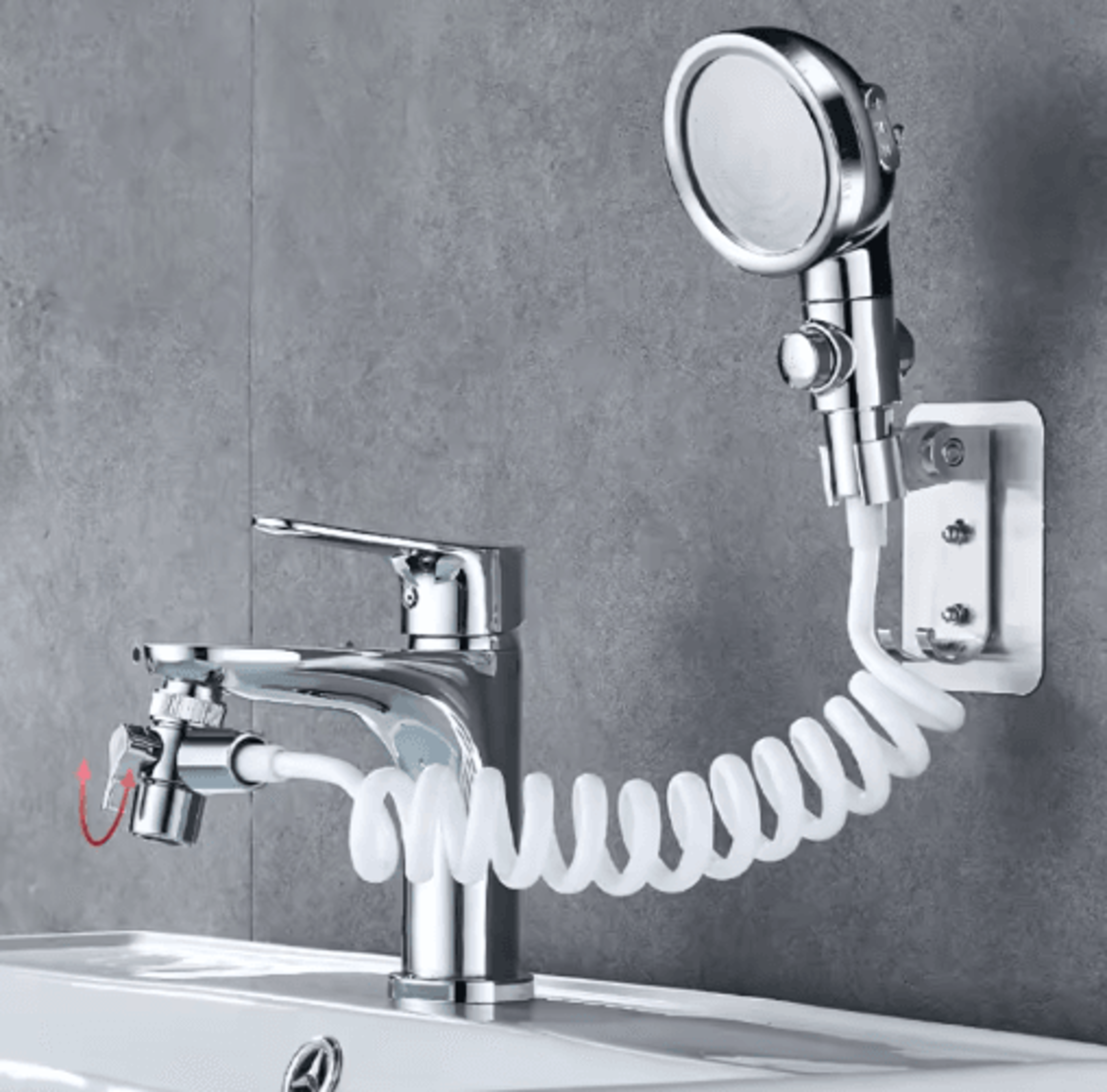 external shower faucet extender with handheld booster nozzle