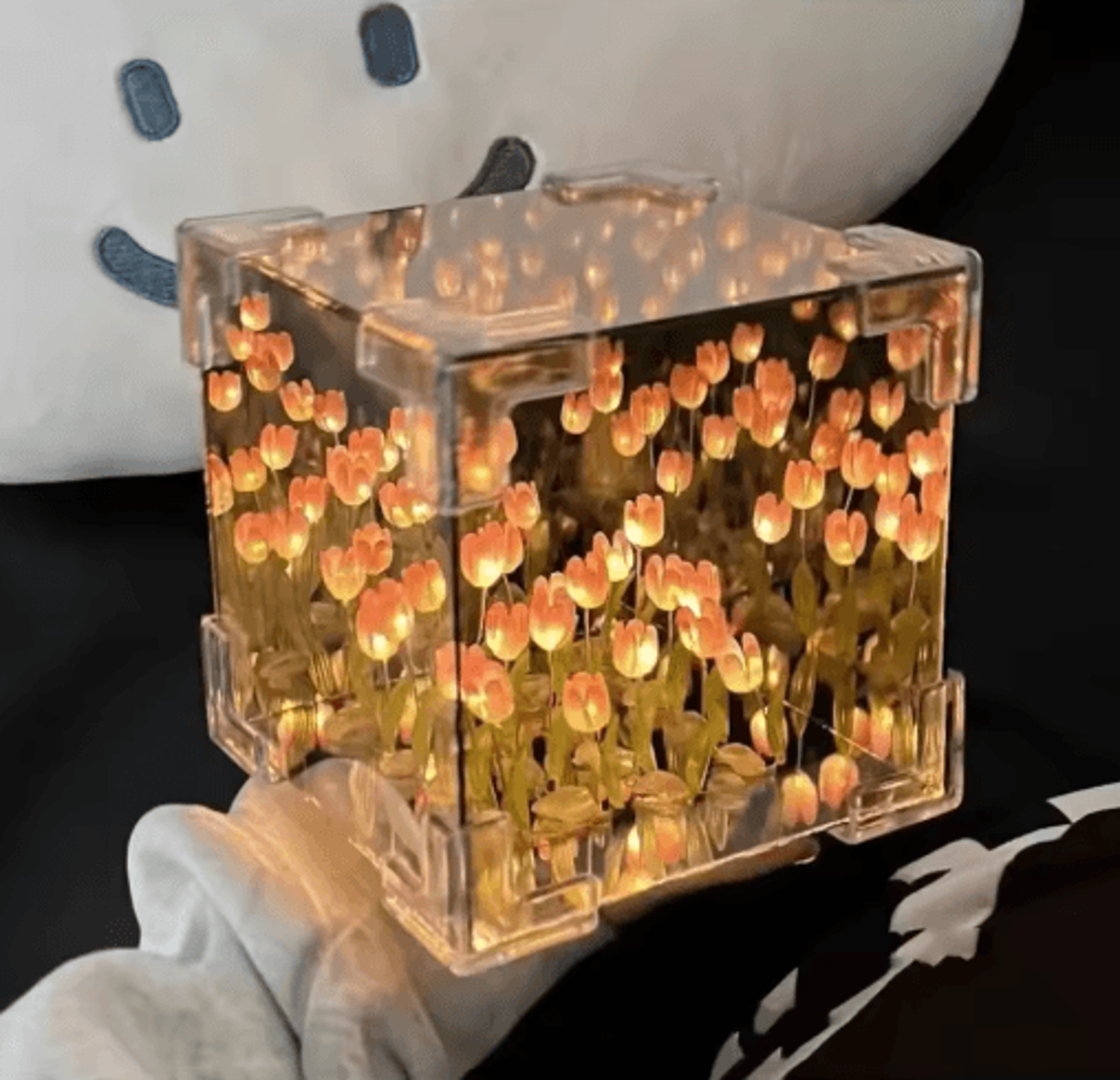 diy tulip flower cube night lamp kit – romantic 3d decorative light