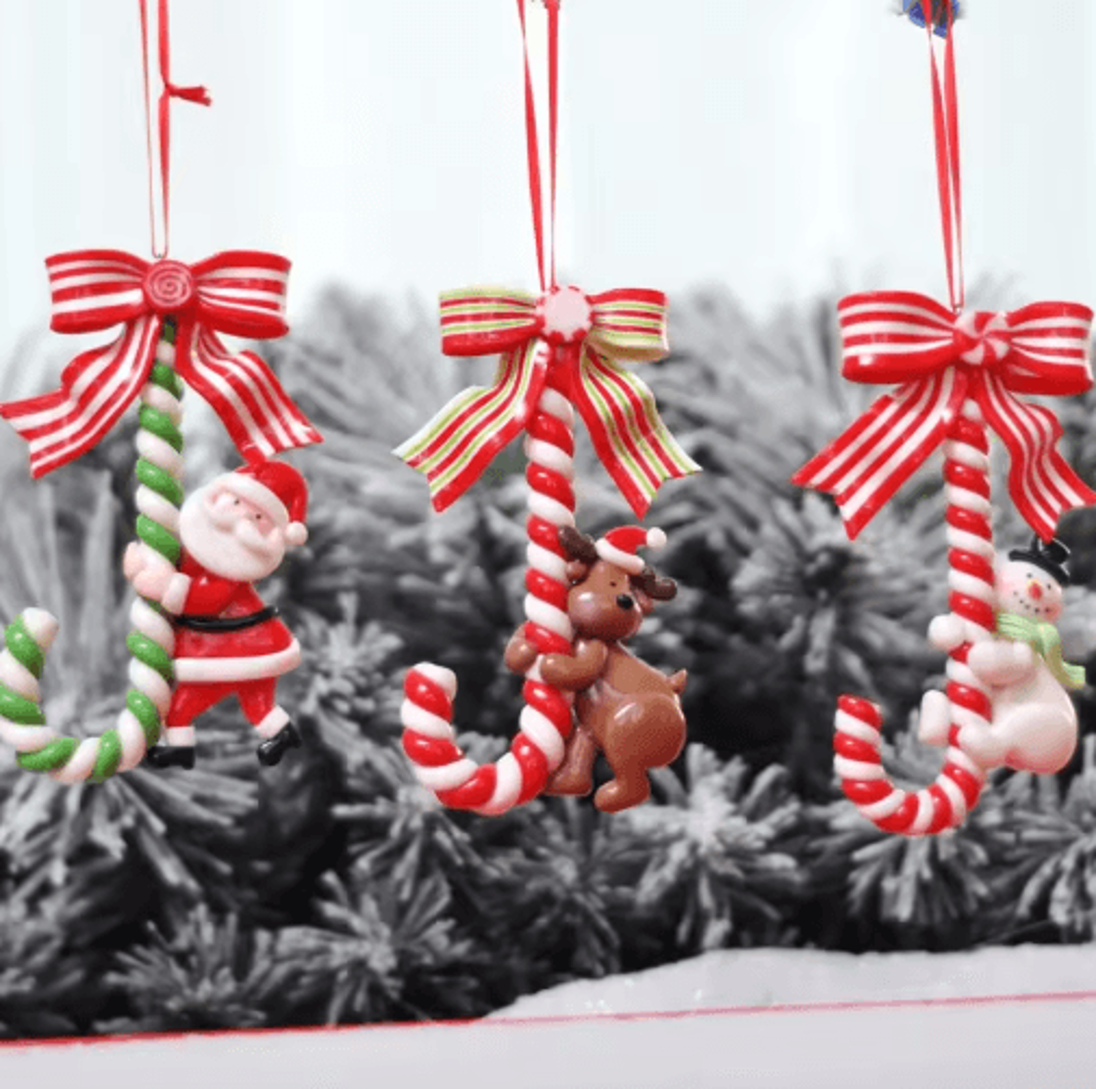 handcrafted santa & snowman soft pottery christmas tree pendant