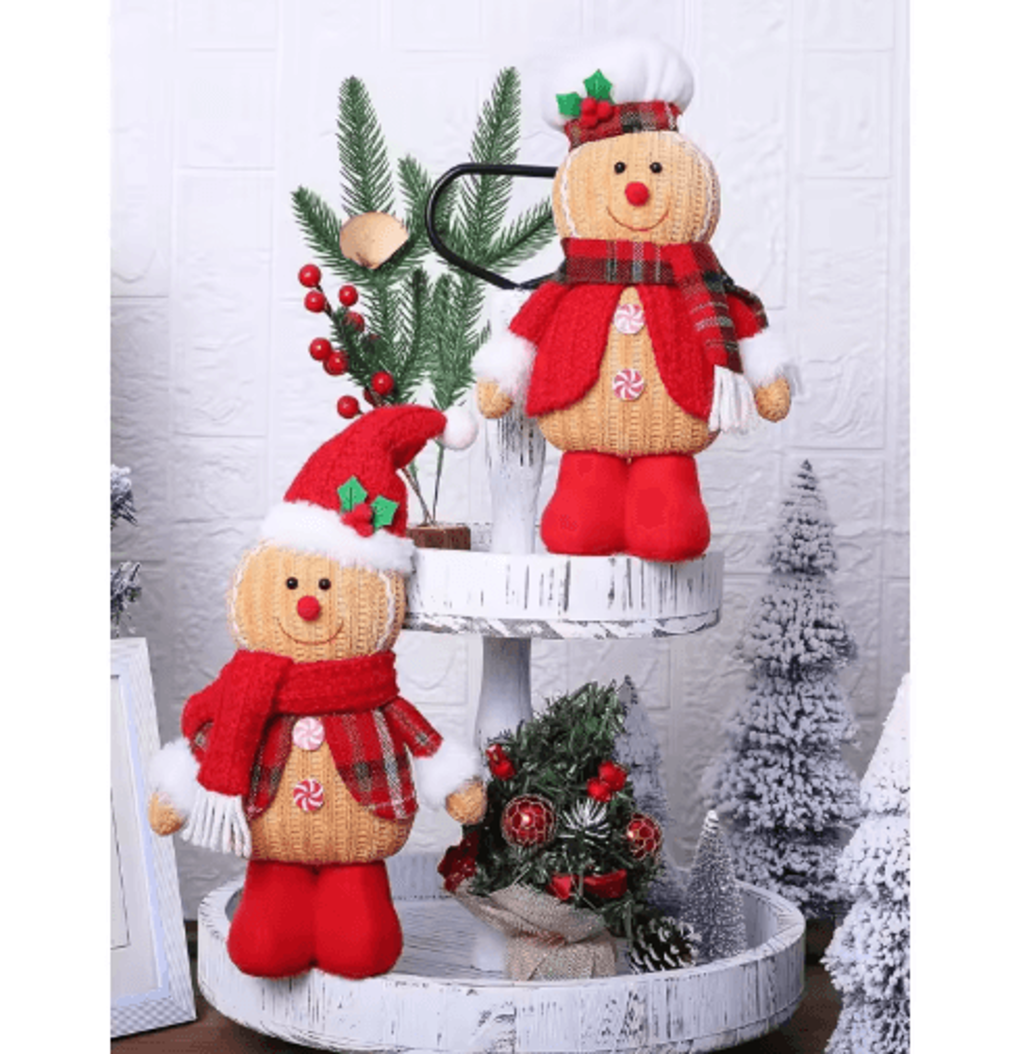 festive gingerbread plush doll – cute gingerbread man plush christmas pillow toy