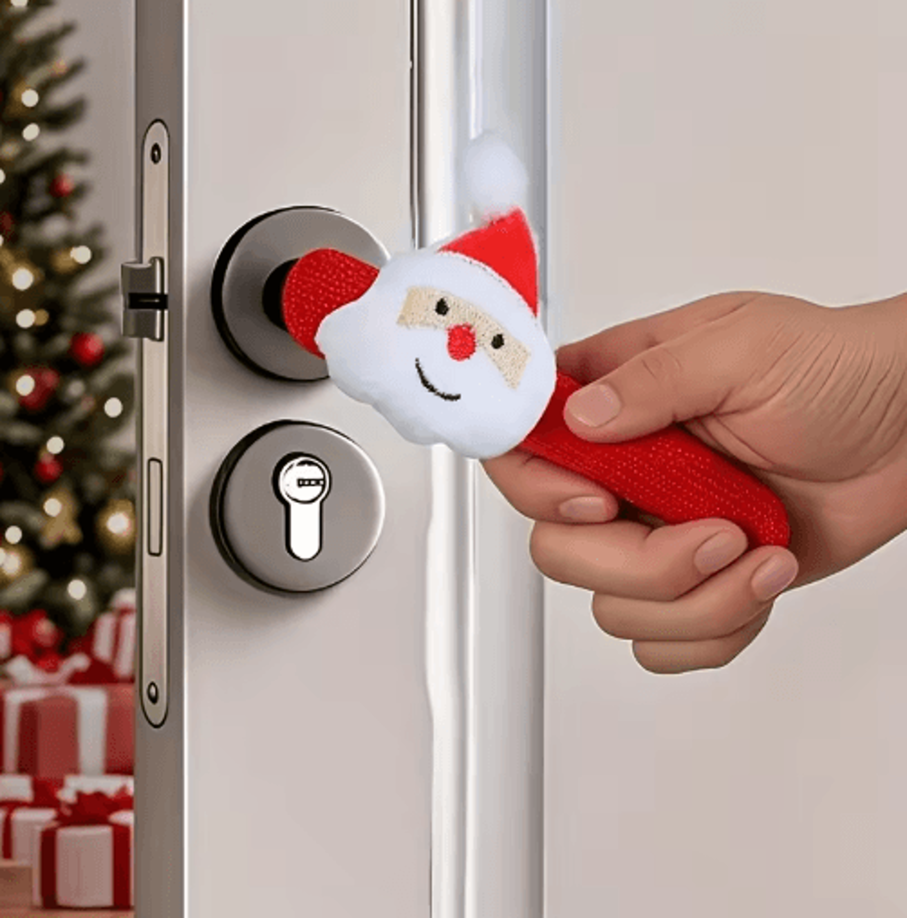 santa glove christmas door handle covers – festive door handle decorations (1–4 pcs set)
