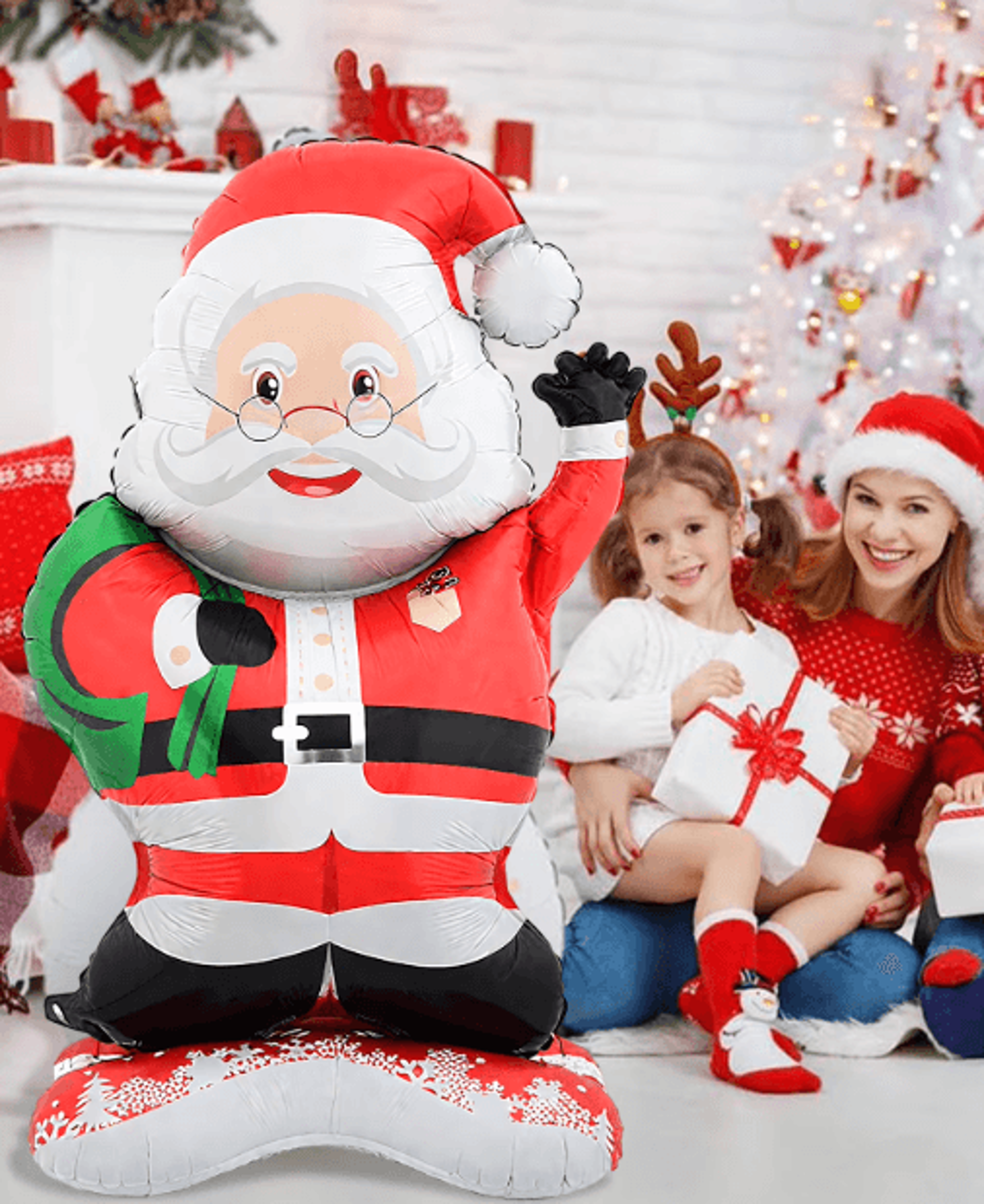 standing santa foil balloon – festive christmas party decoration for holiday & new year