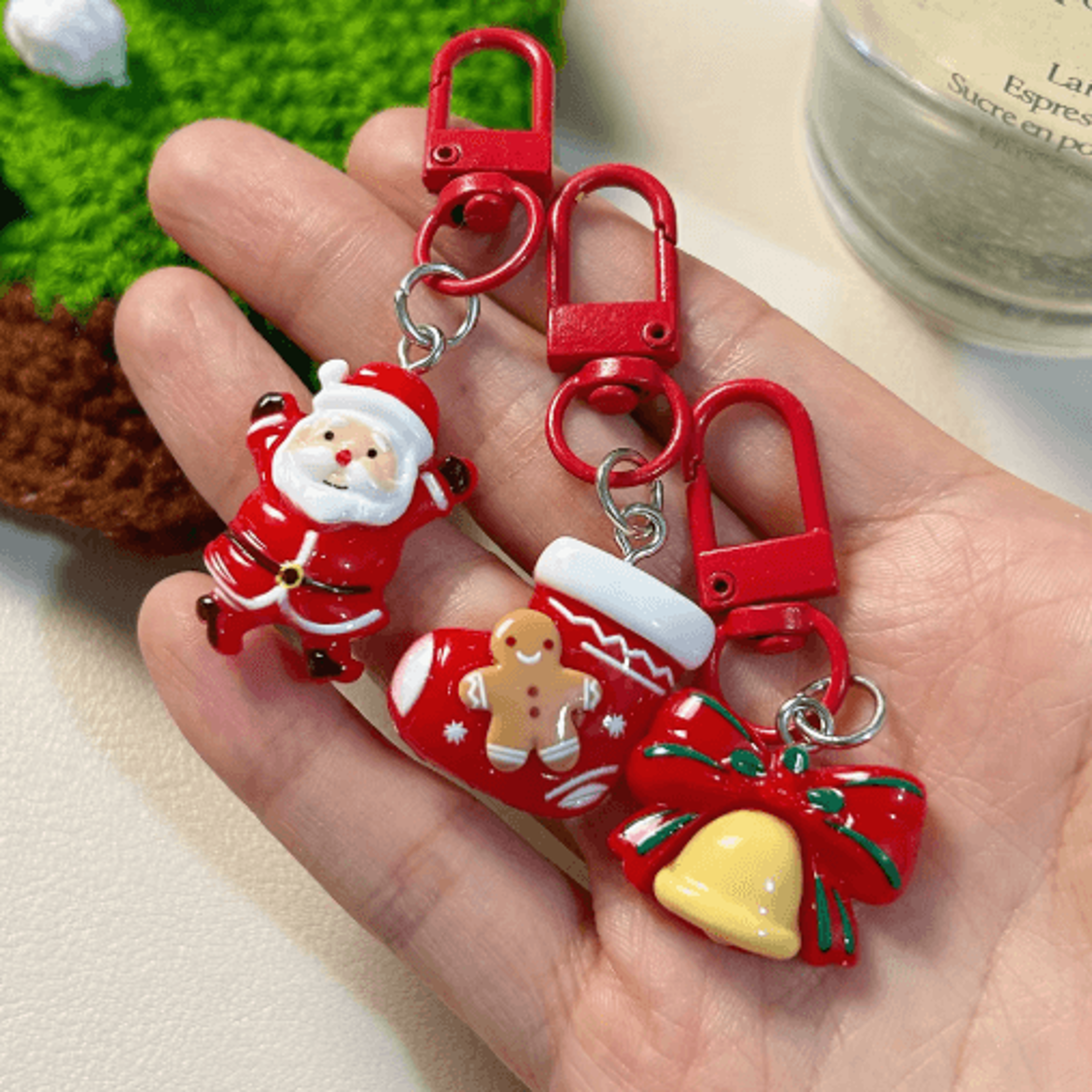 cute christmas cartoon keychain set santa & elk party favor gifts