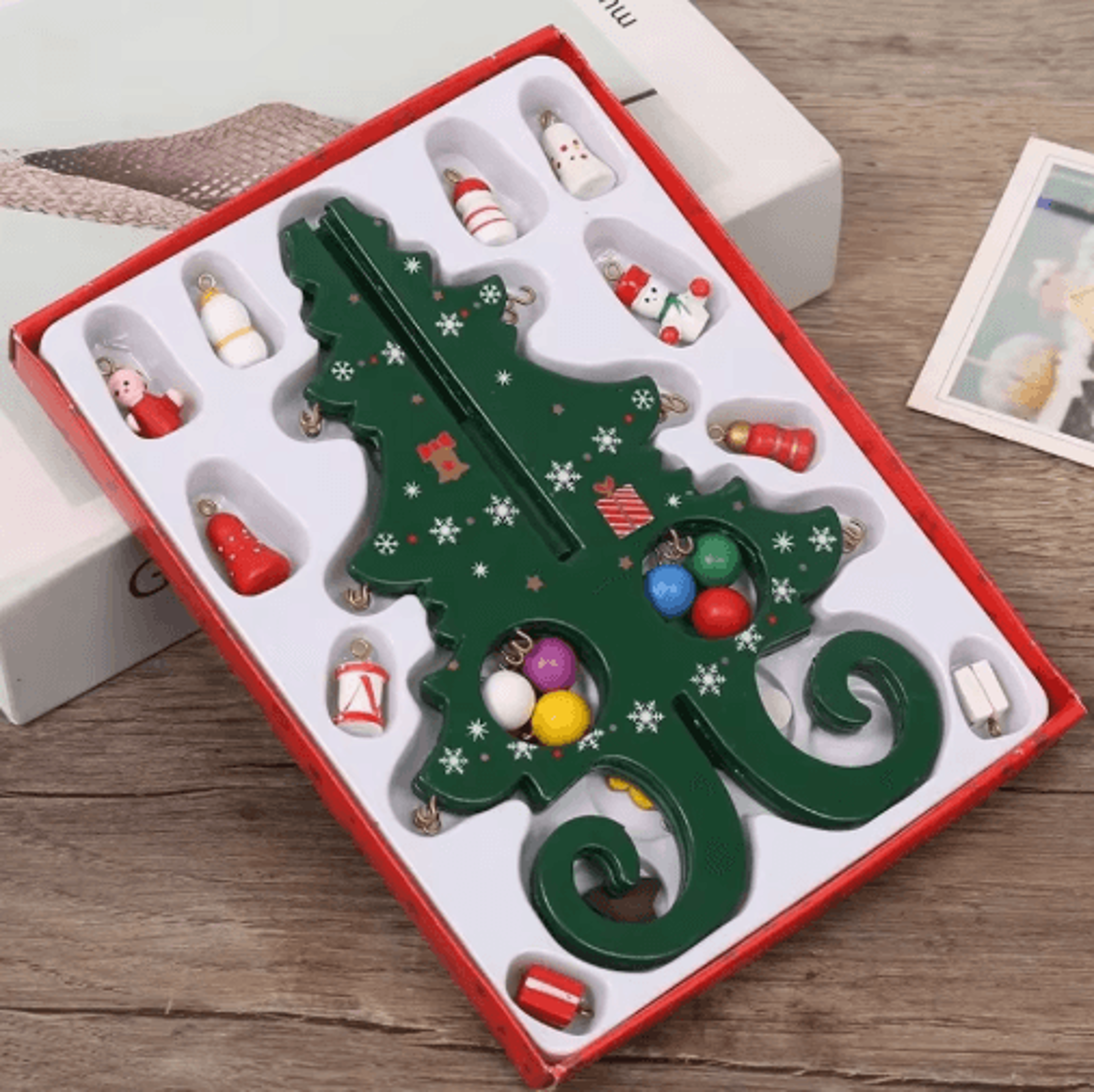 creative wooden christmas tree ornament – mini holiday desktop decoration