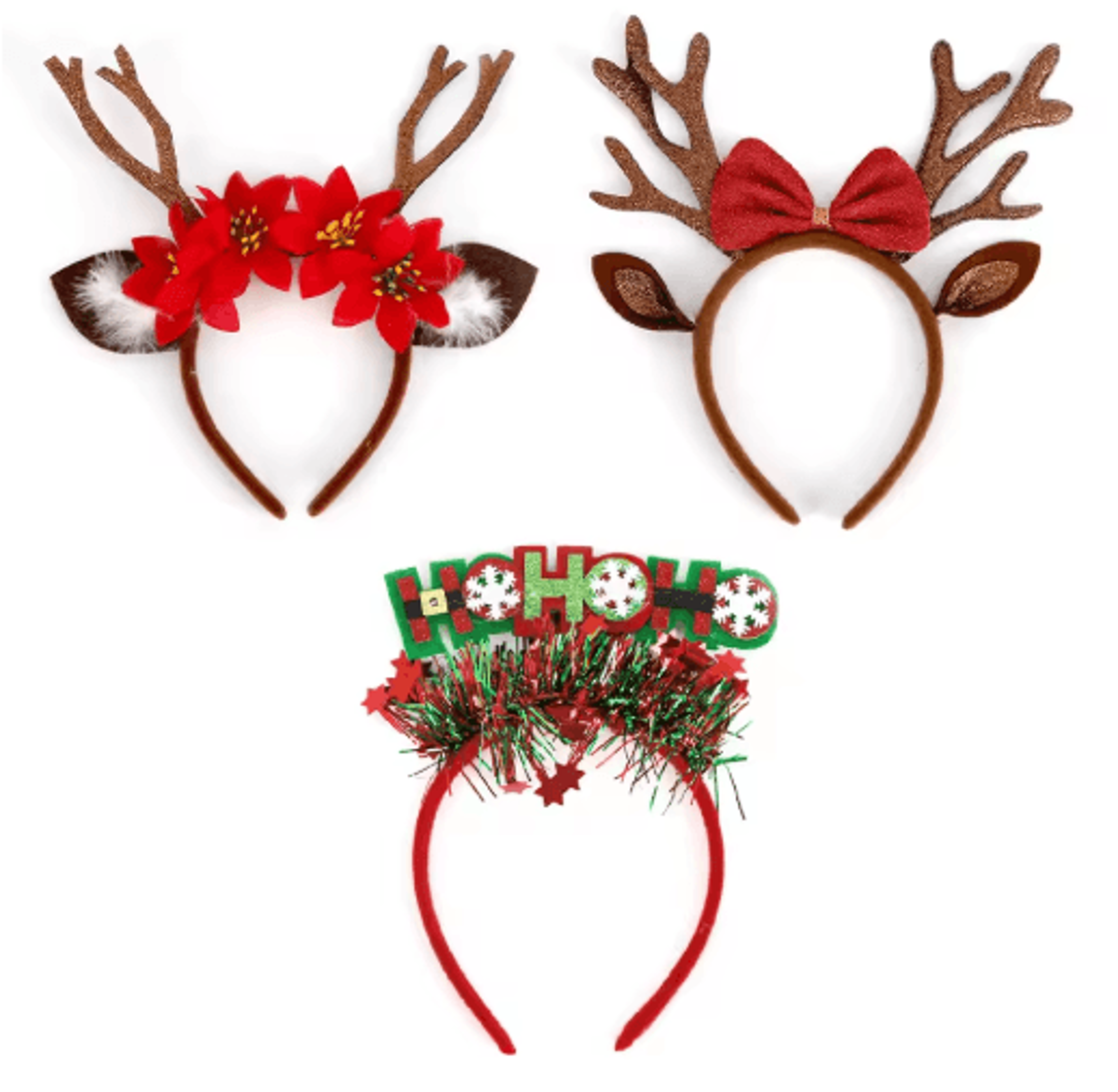 cute christmas antler headband – reindeer holiday hair accessory for women