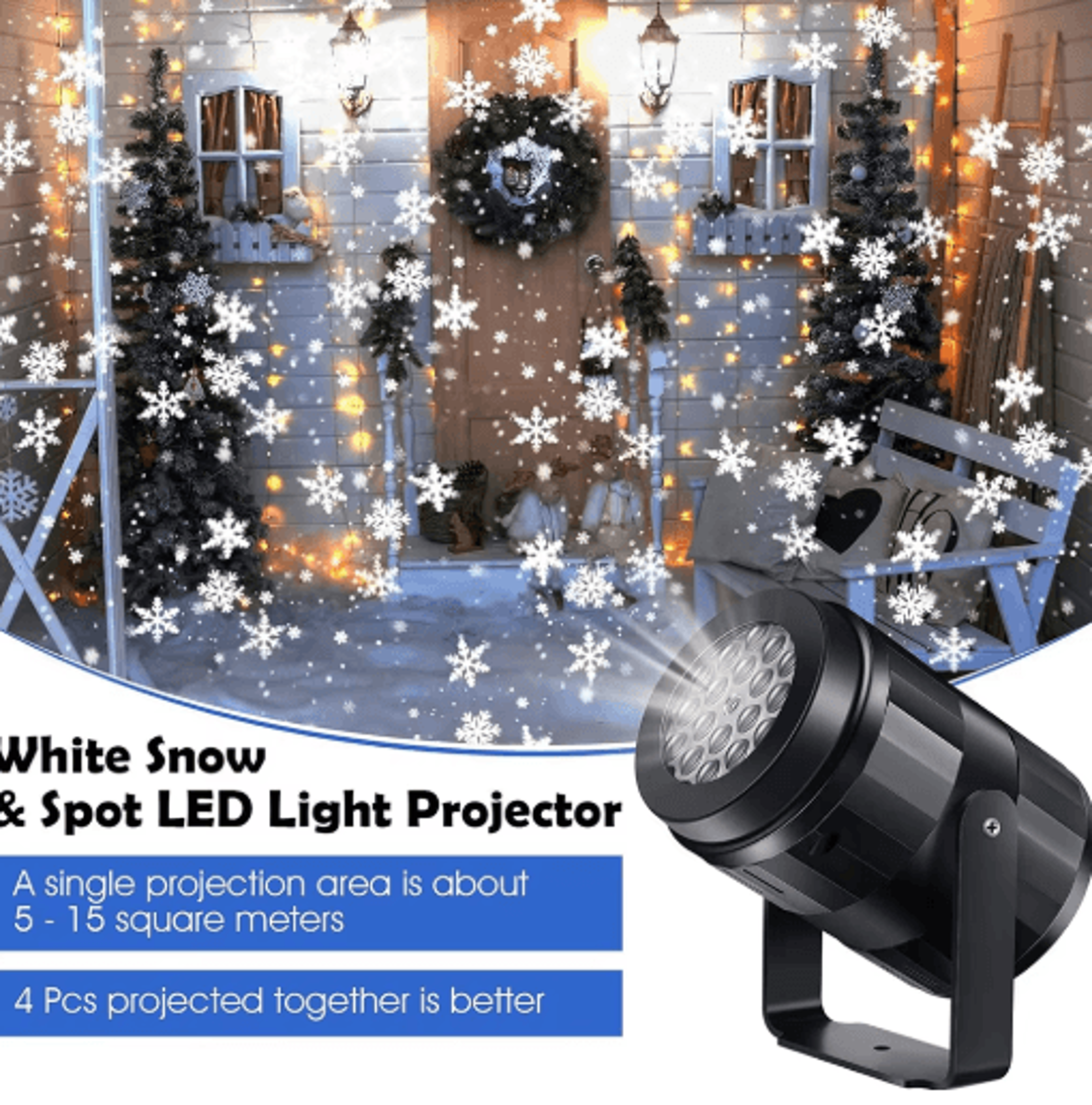 led snowflake projector light – usb christmas holiday projection lamp