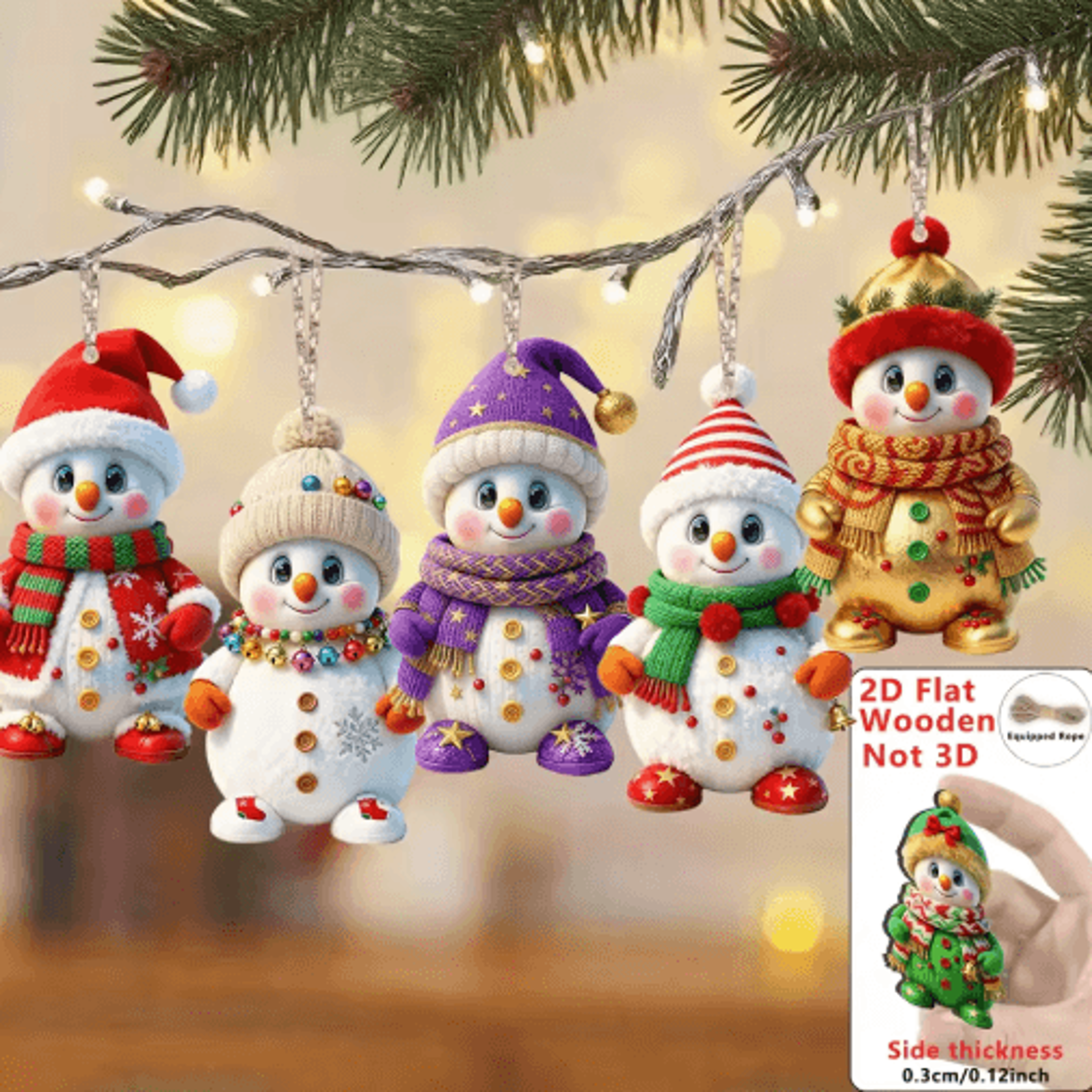 16-piece snowman christmas ornaments – cute wooden tree hanging decorations