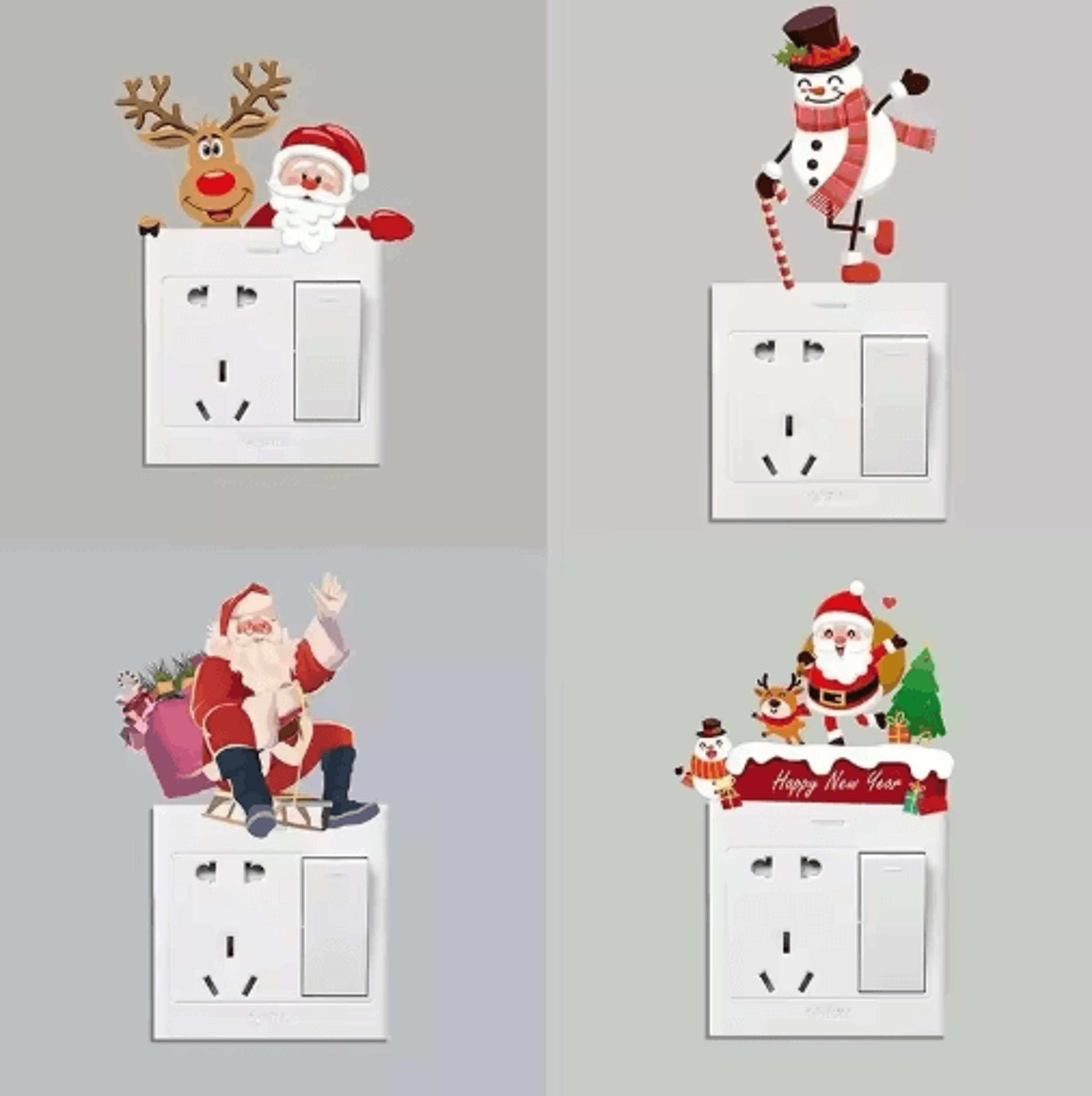 festive christmas switch wall sticker removable holiday wall decoration