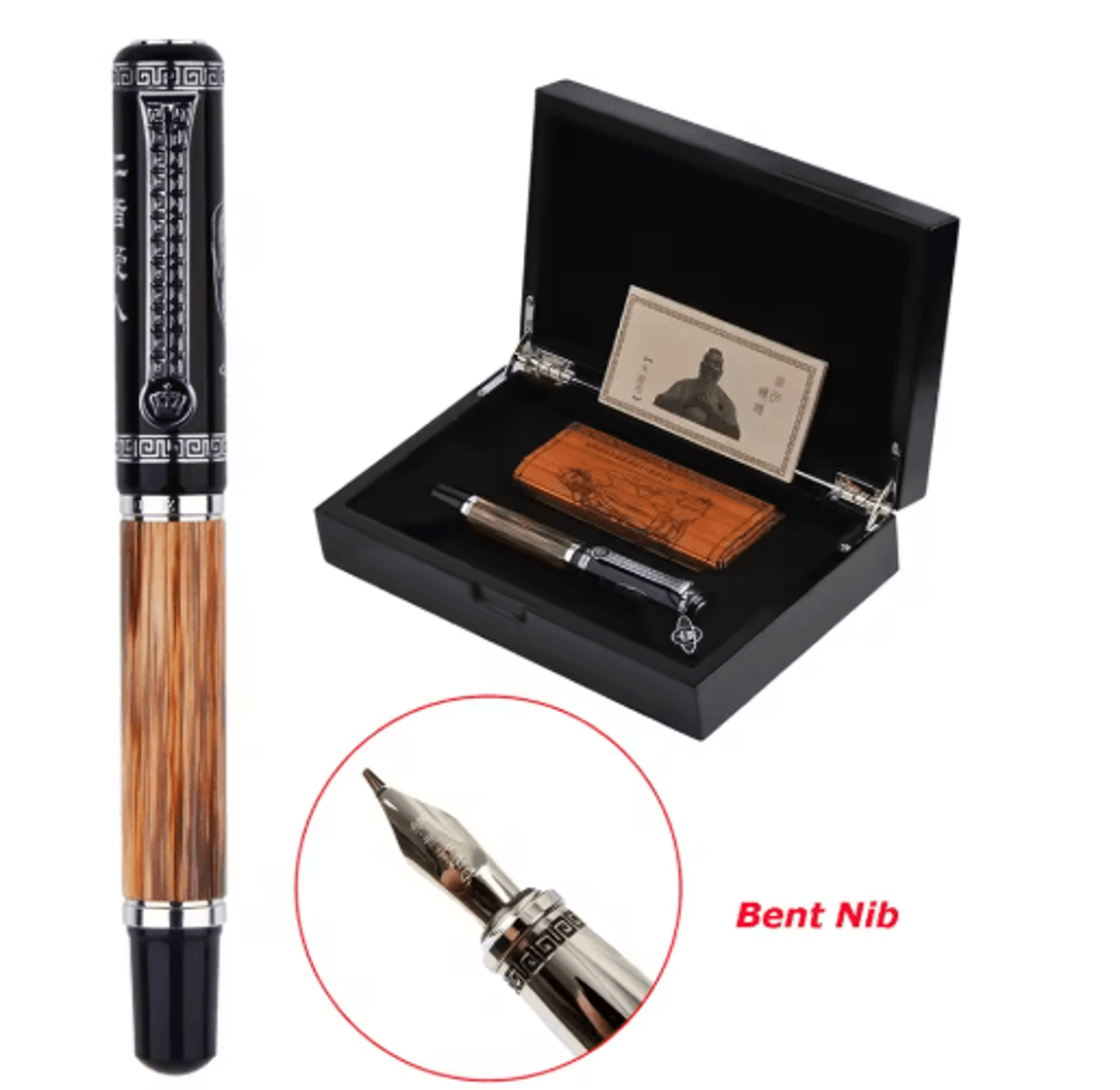 duke confucius bamboo calligraphy fountain pen – classic bent nib fountain pen 1.2mm