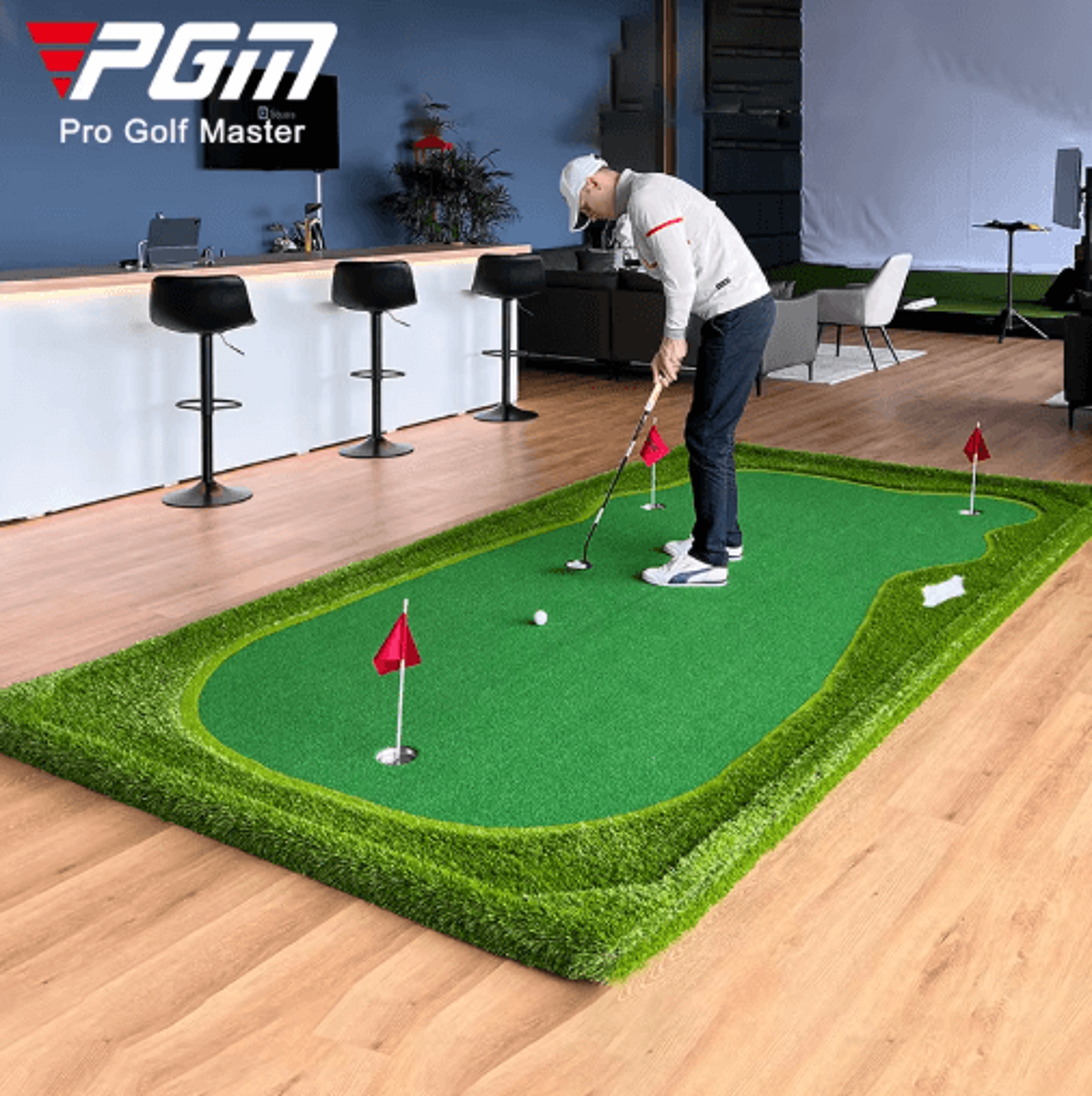 pgm progreen golf putting mat – large indoor putting green 100by300cm training mat