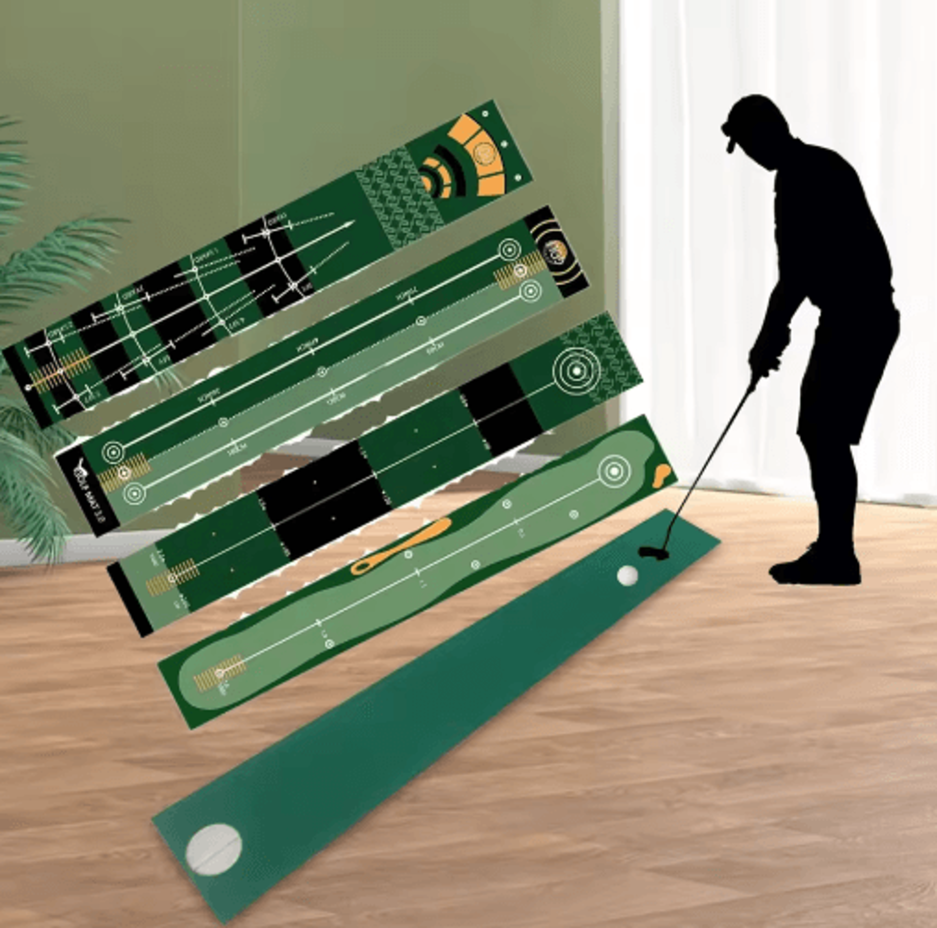 flexputt foldable golf putting mat – portable golf putting practice mat for home training