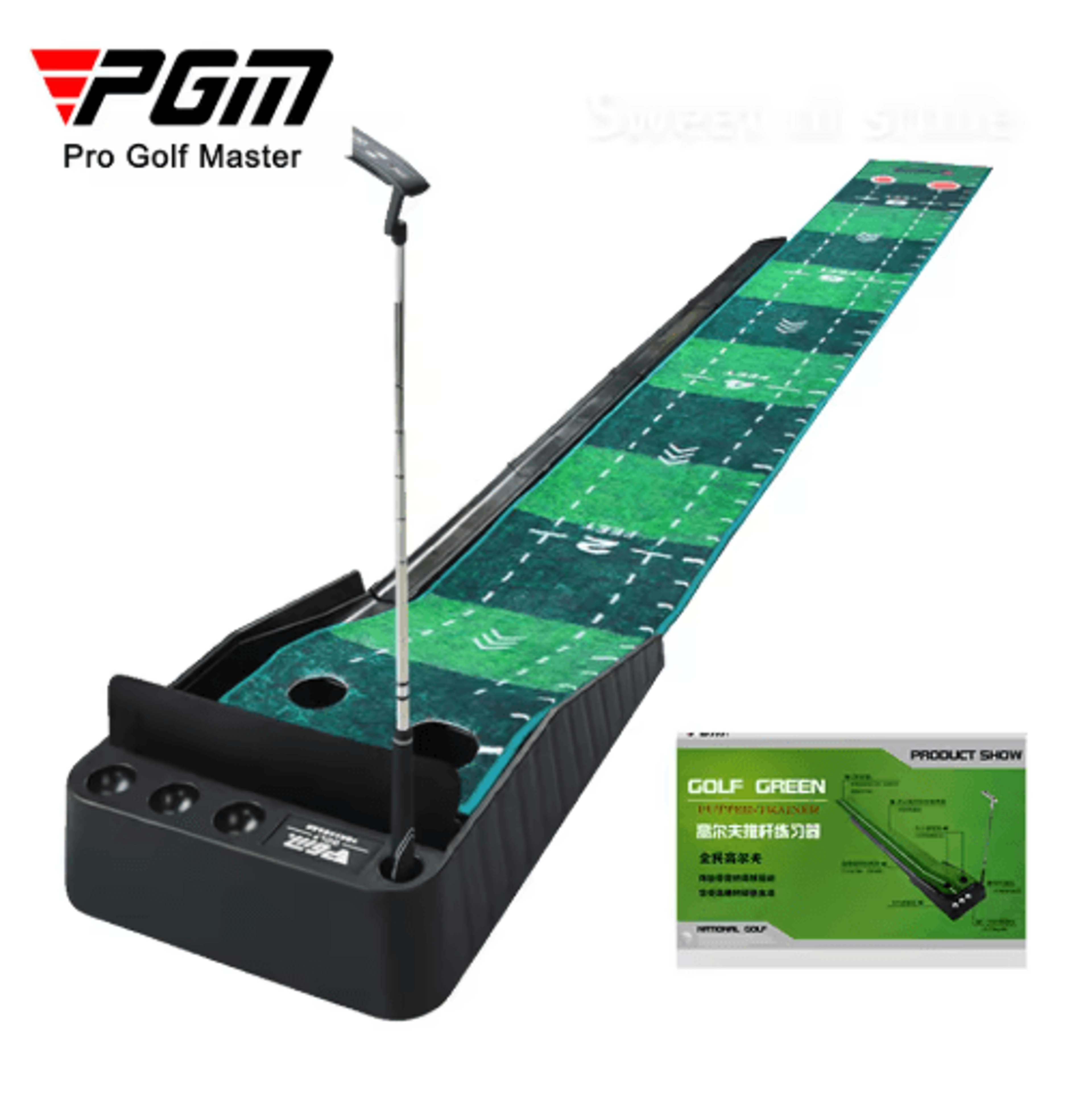 pgm tl021 3m golf putting mat – professional golf putting trainer with ball return