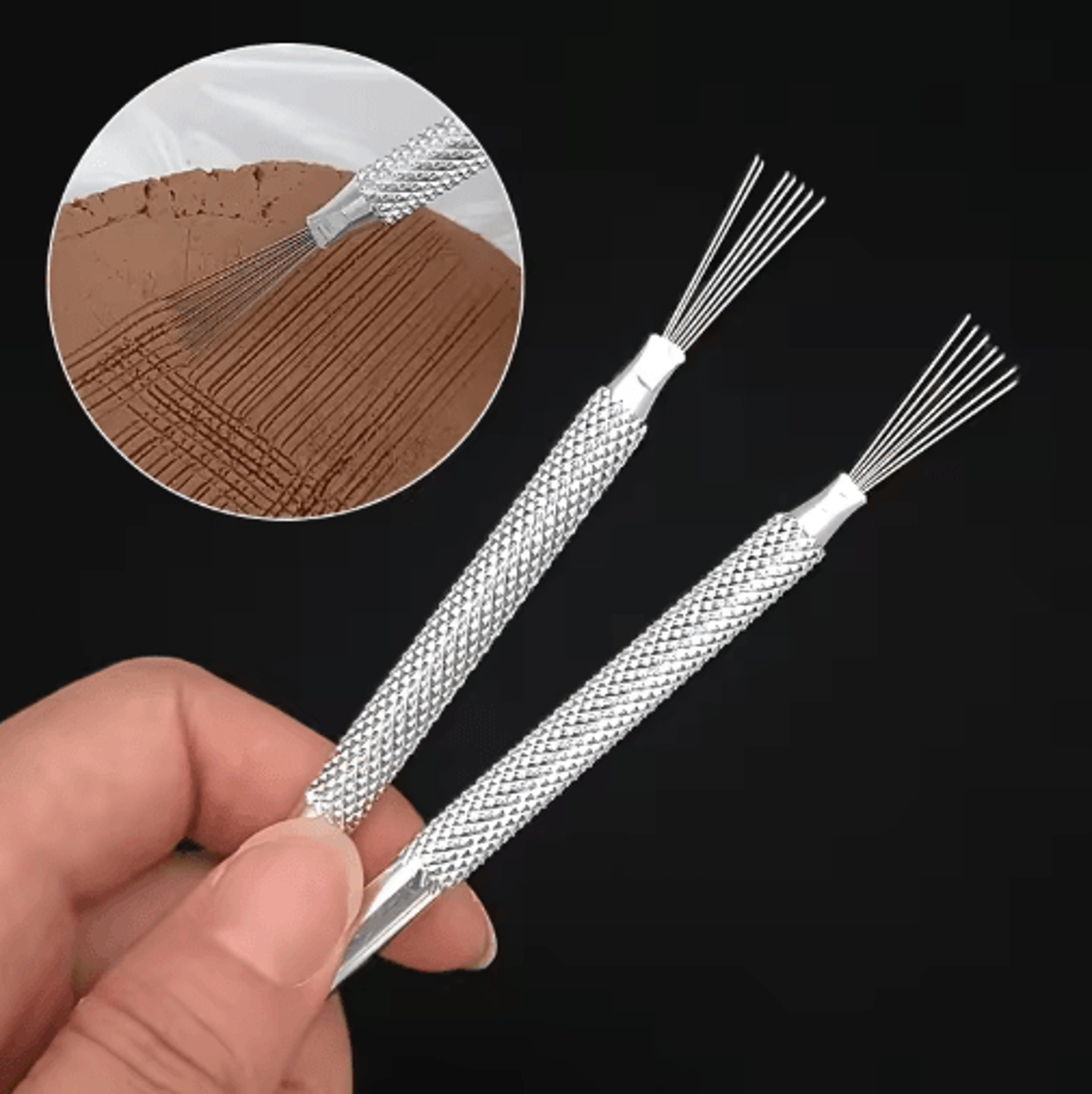 featherline clay texture tool – precision 7 pin clay tool for sculpting & detailing