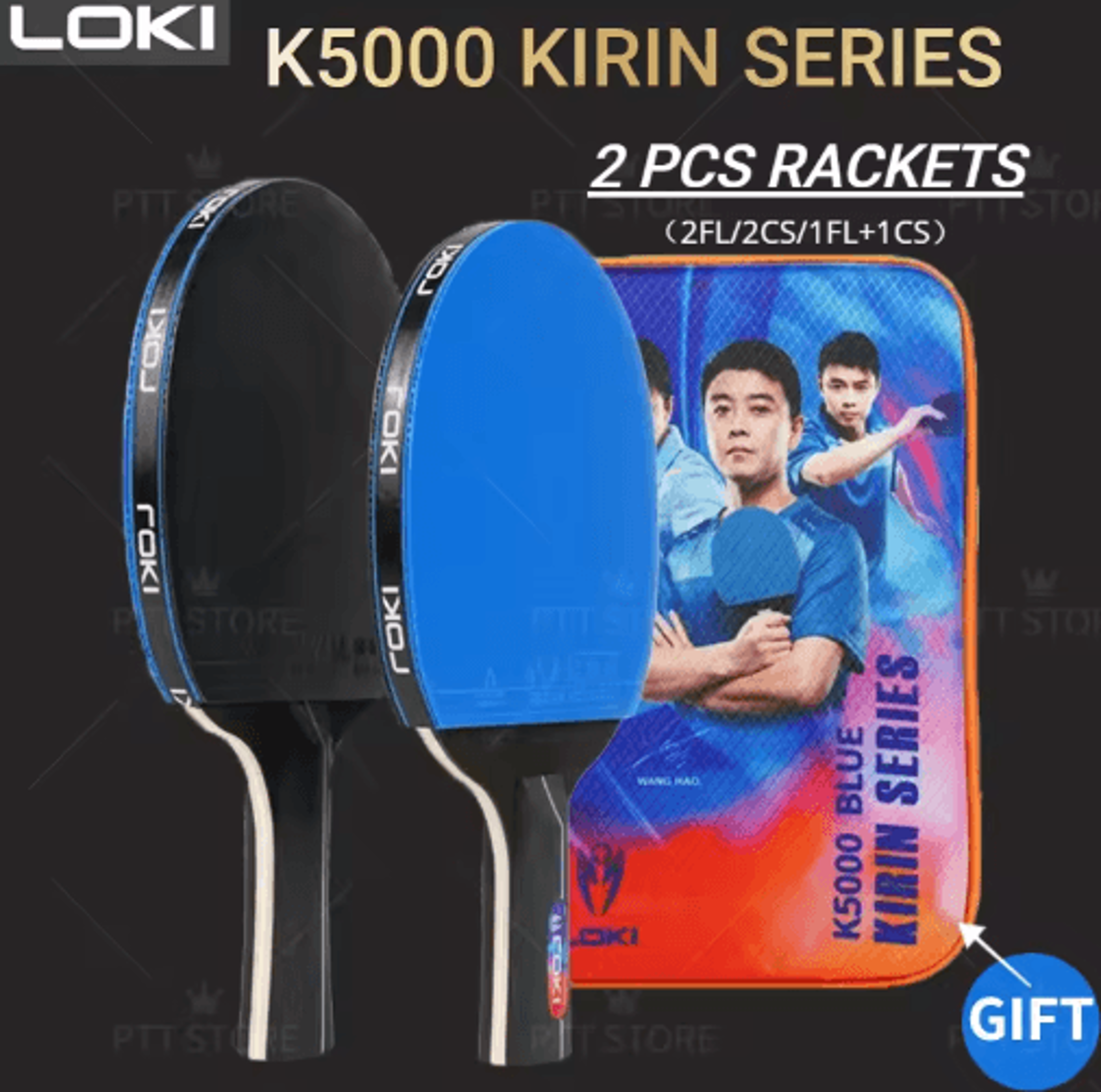 loki k5000 table tennis racket set – 2pcs ping pong paddles with high-performance rubber