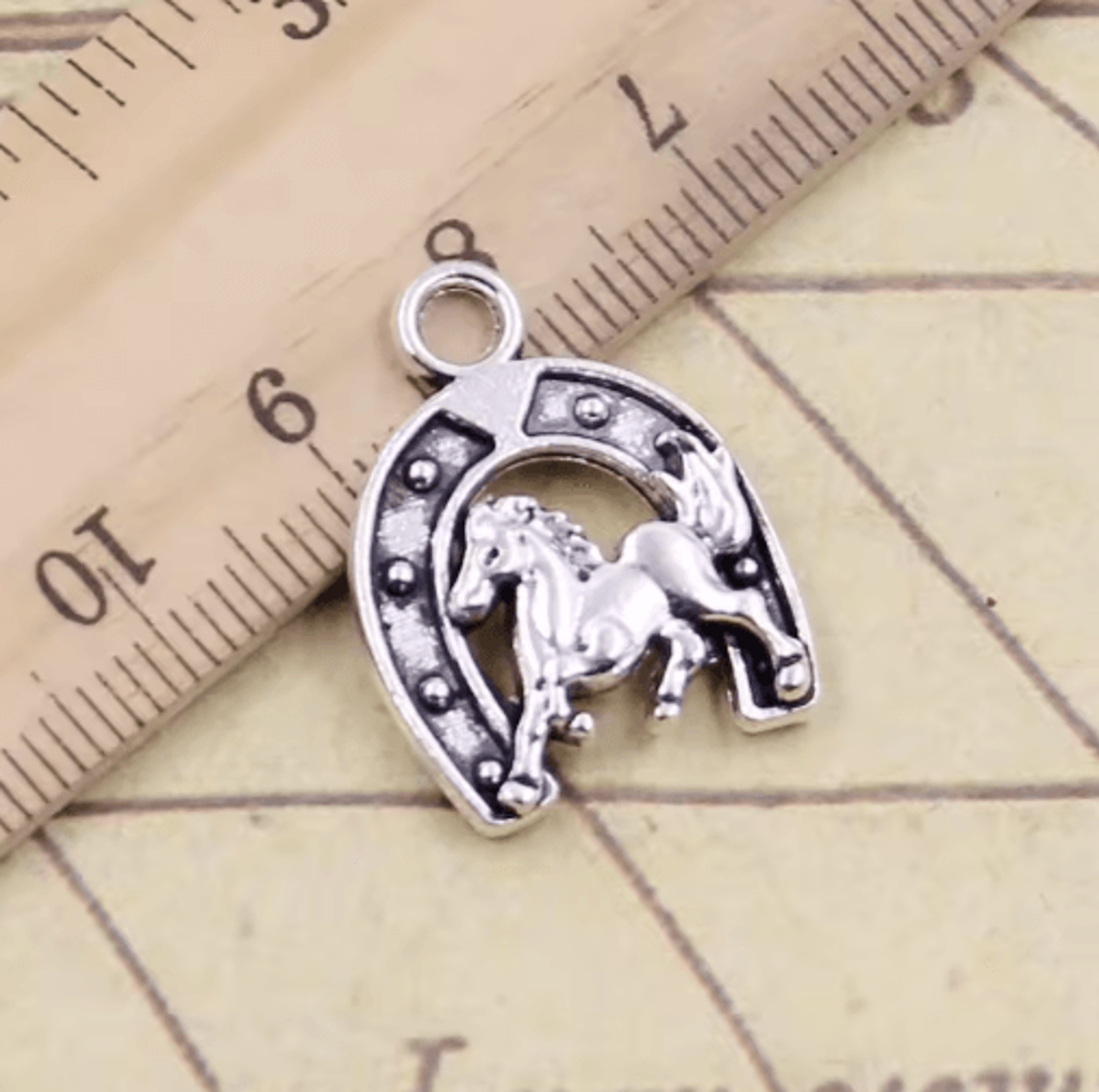 10pcs antique tibetan silver horse & horseshoe charms for diy jewelry making
