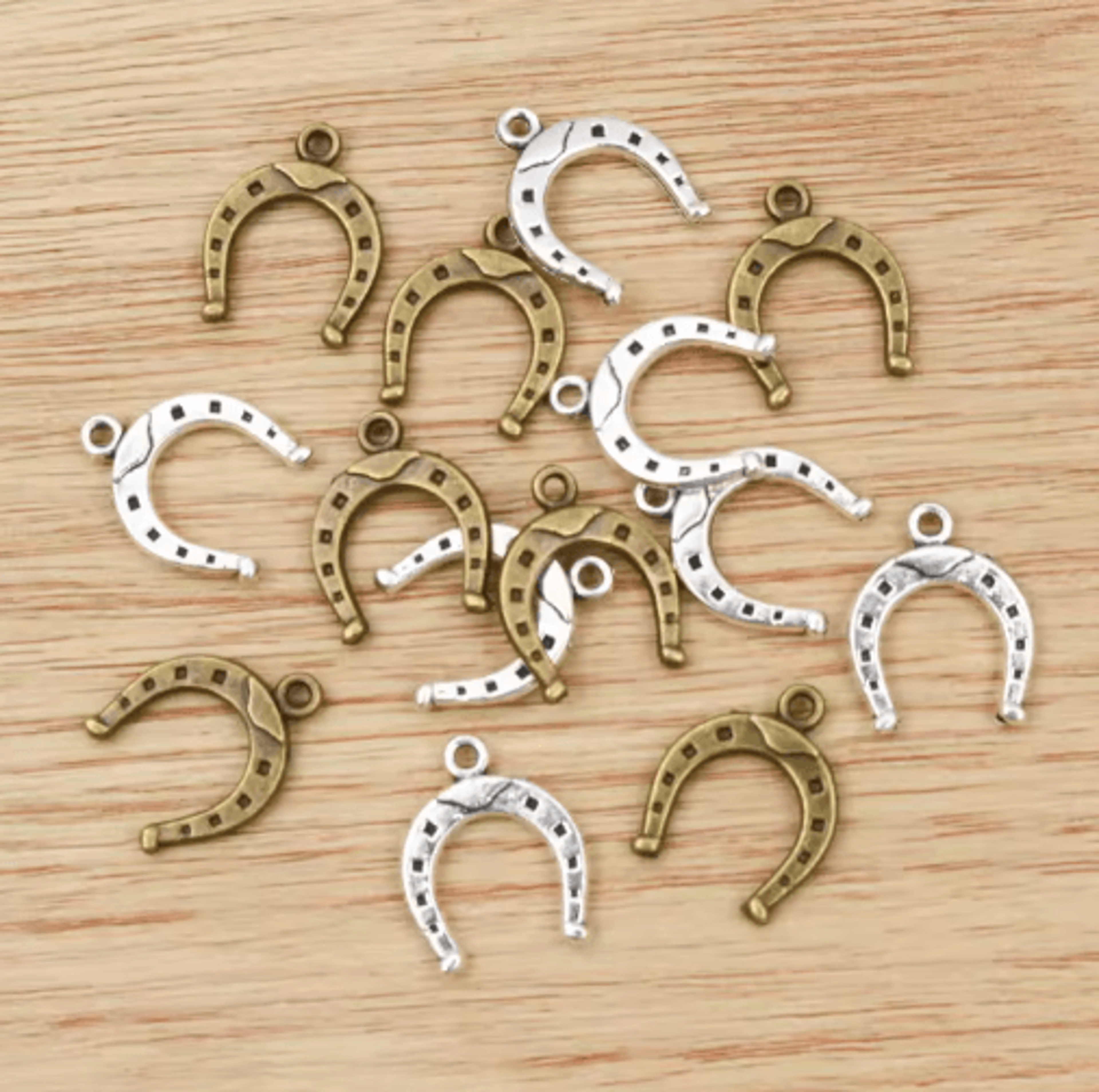 30pcs antique horseshoe & horse charm pendants for diy jewelry making