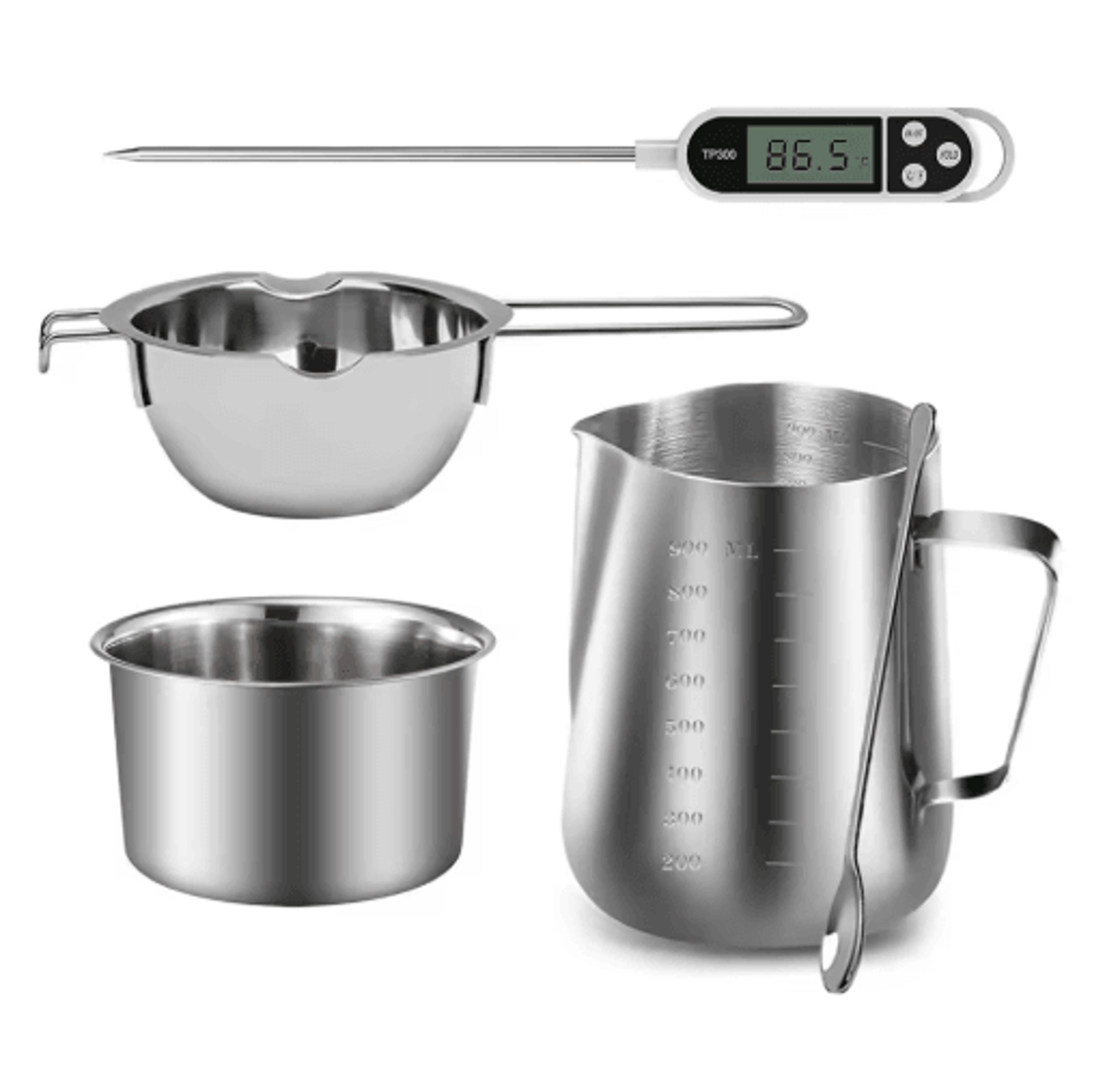 stainless steel candle making pouring pot – easy wax melting pot for diy kits