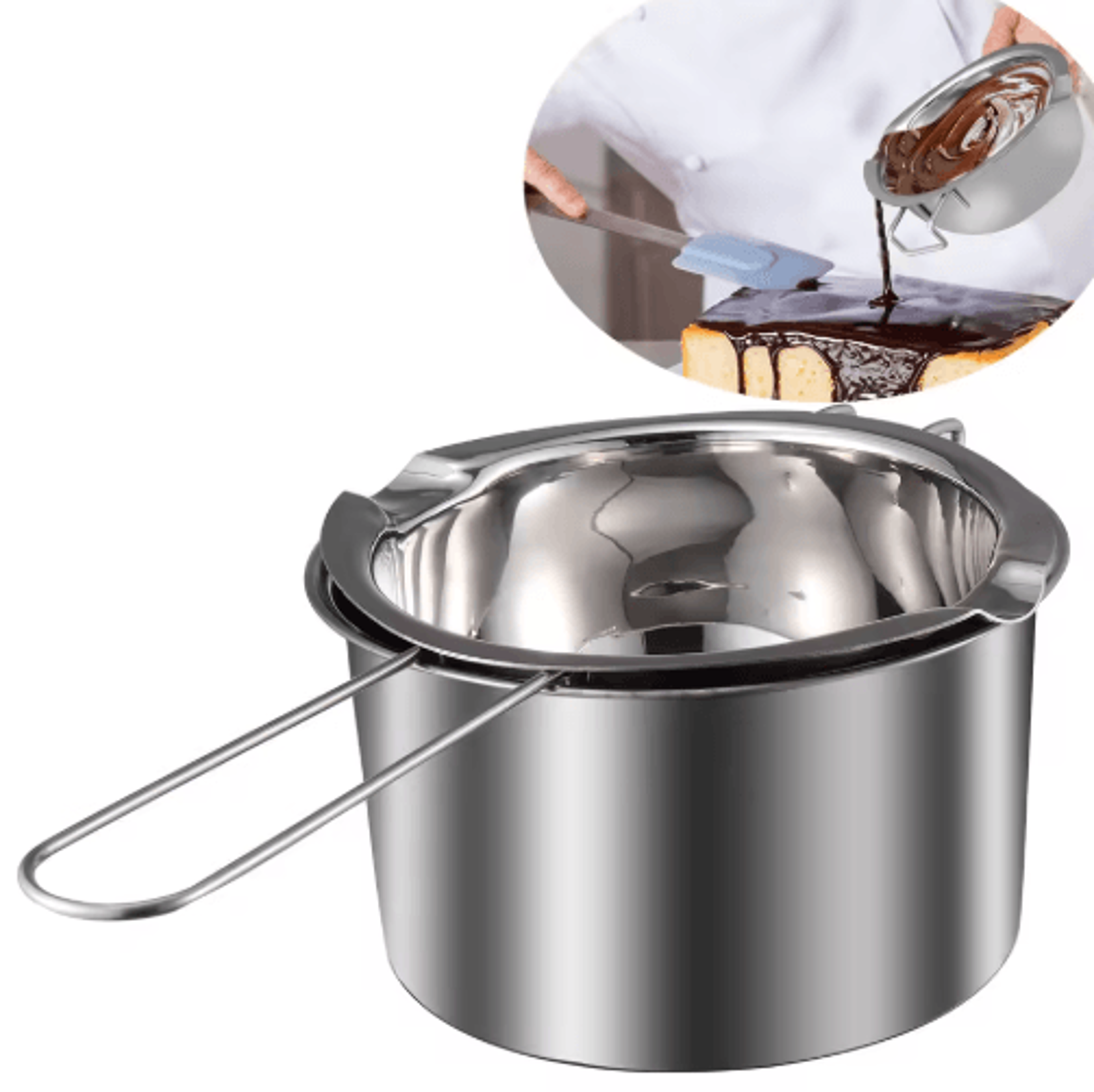 multi-use stainless steel double boiler pot – easy chocolate melting pot