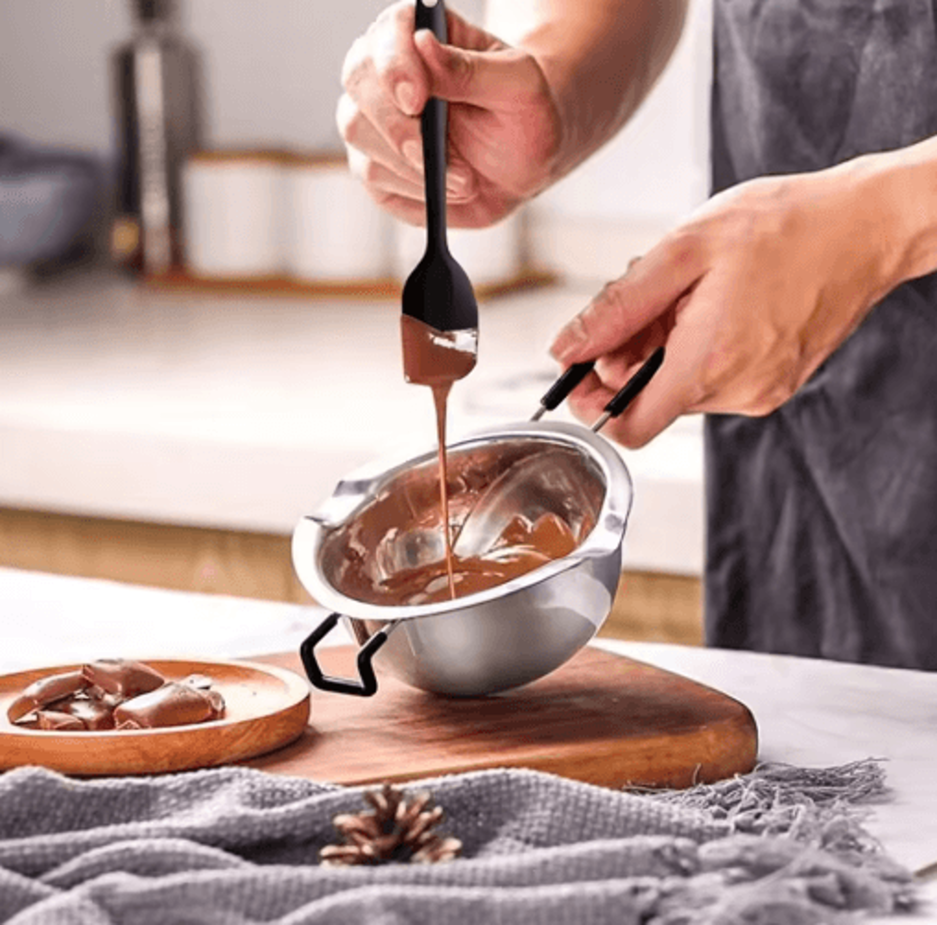 stainless steel double boiler melting pot, large capacity chocolate melting pot for butter candy butter cheese, candle m