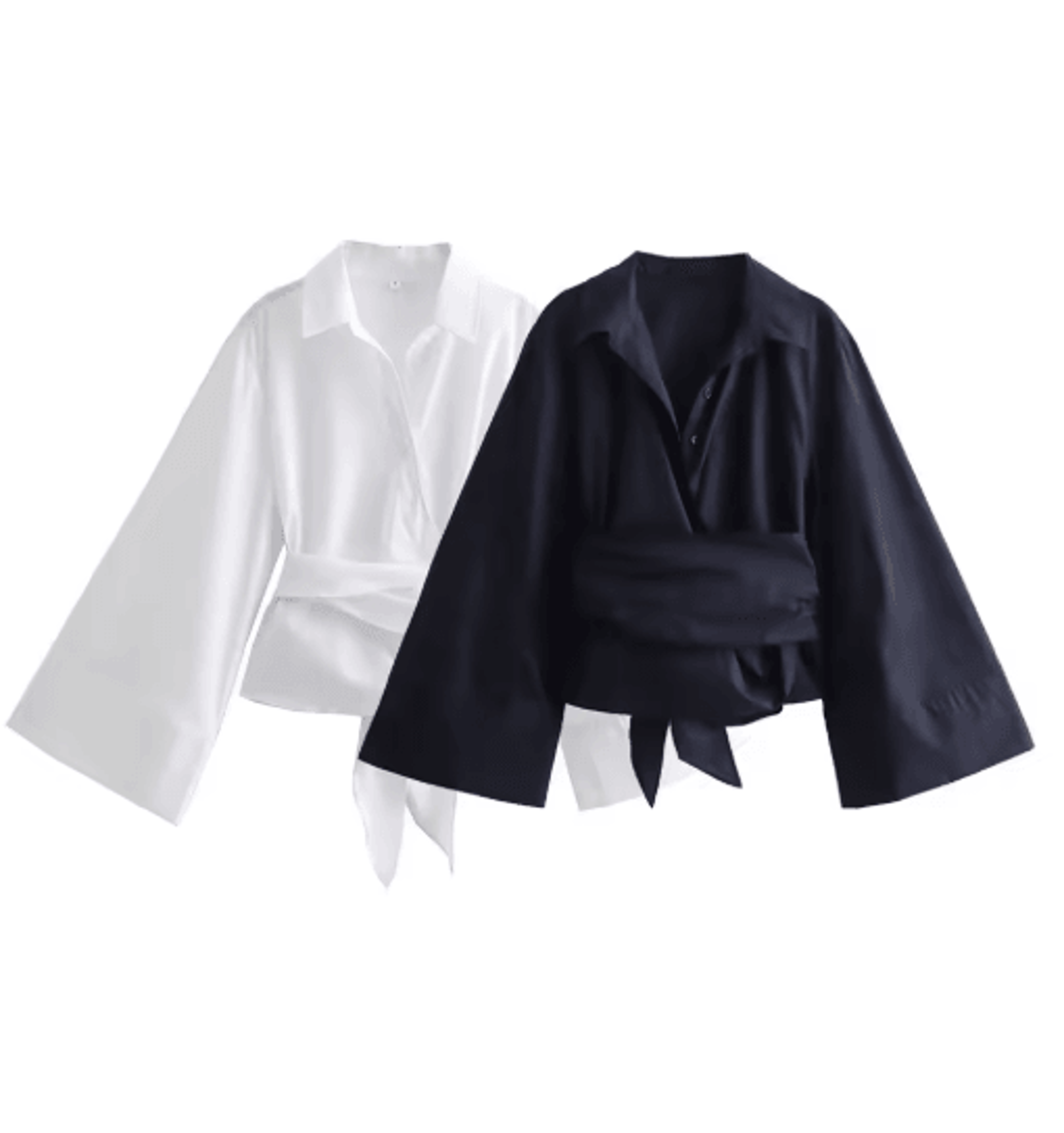 womens double breasted poplin shirt with bow tie casual polo neck blouse